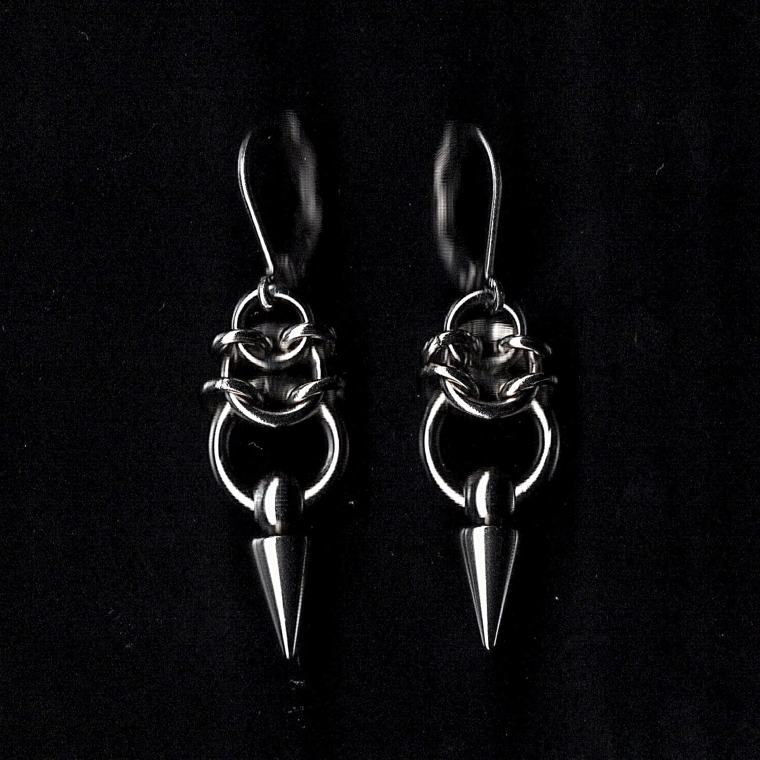 Spike Droplets. Chainmail Earrings