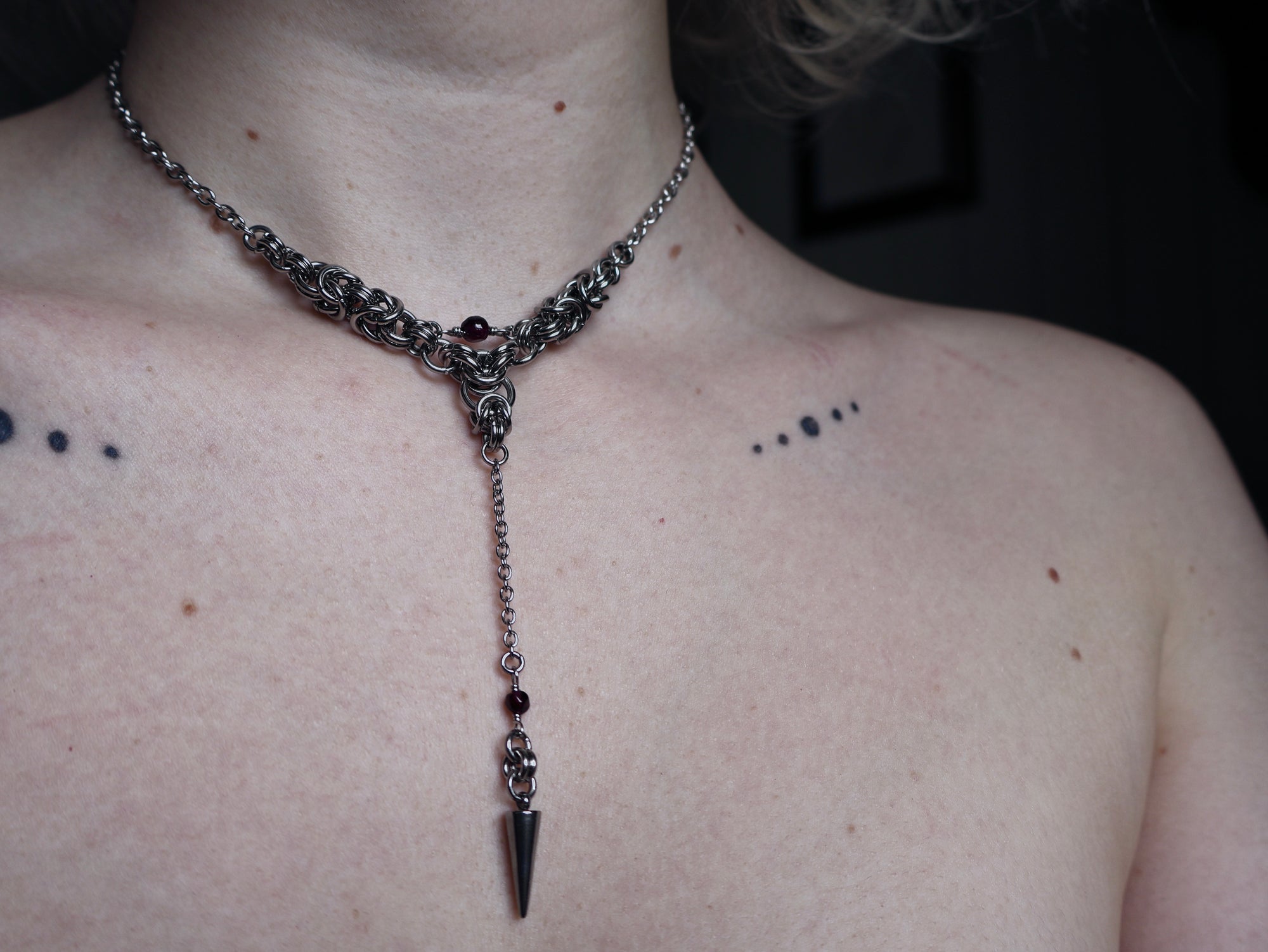 Dainty Garnet Drop Necklace. MADE-TO-ORDER.