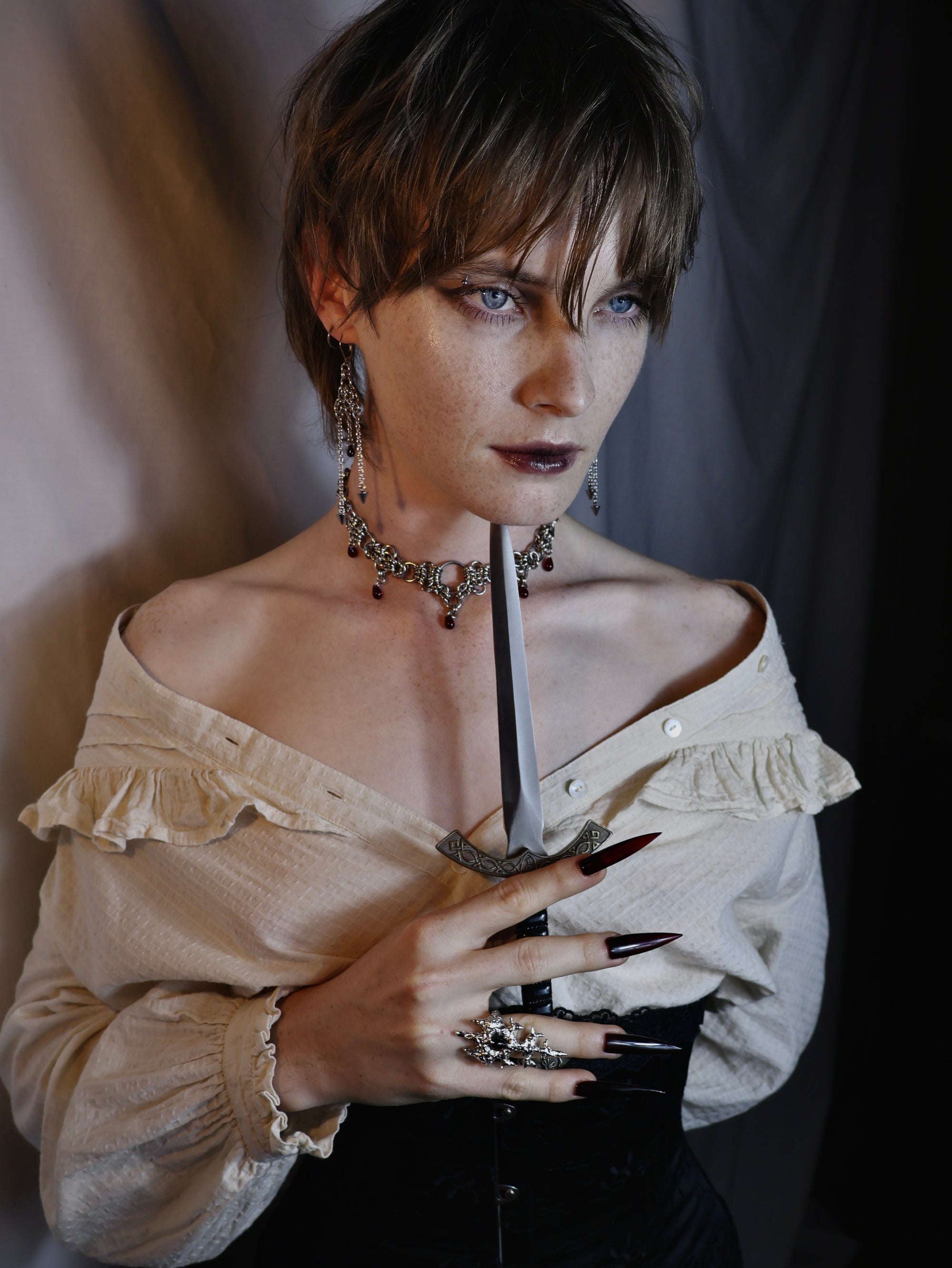 Worship. Blood Droplet Chainmail Necklace.