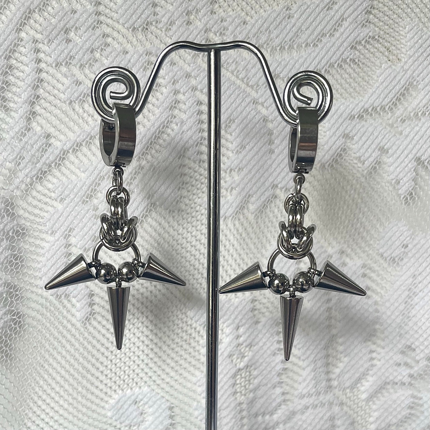 Protection. Spike and Chainmail Earrings.