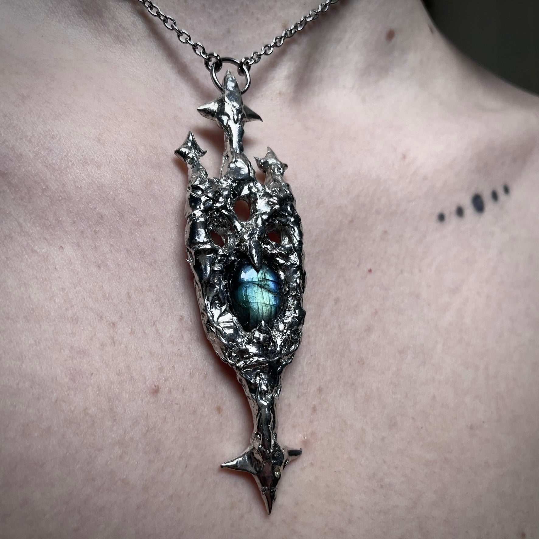 Labradorite Castle. Soldered necklace
