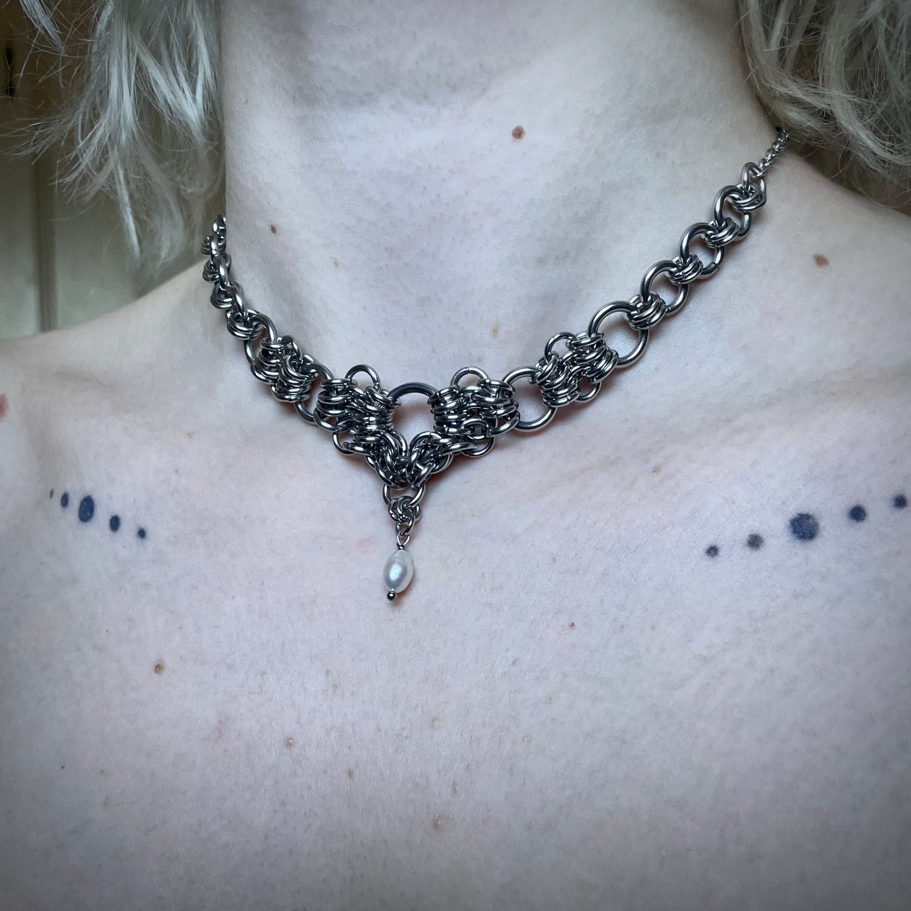 Devotion. Pearl Chainmail Necklace. MADE-TO-ORDER.