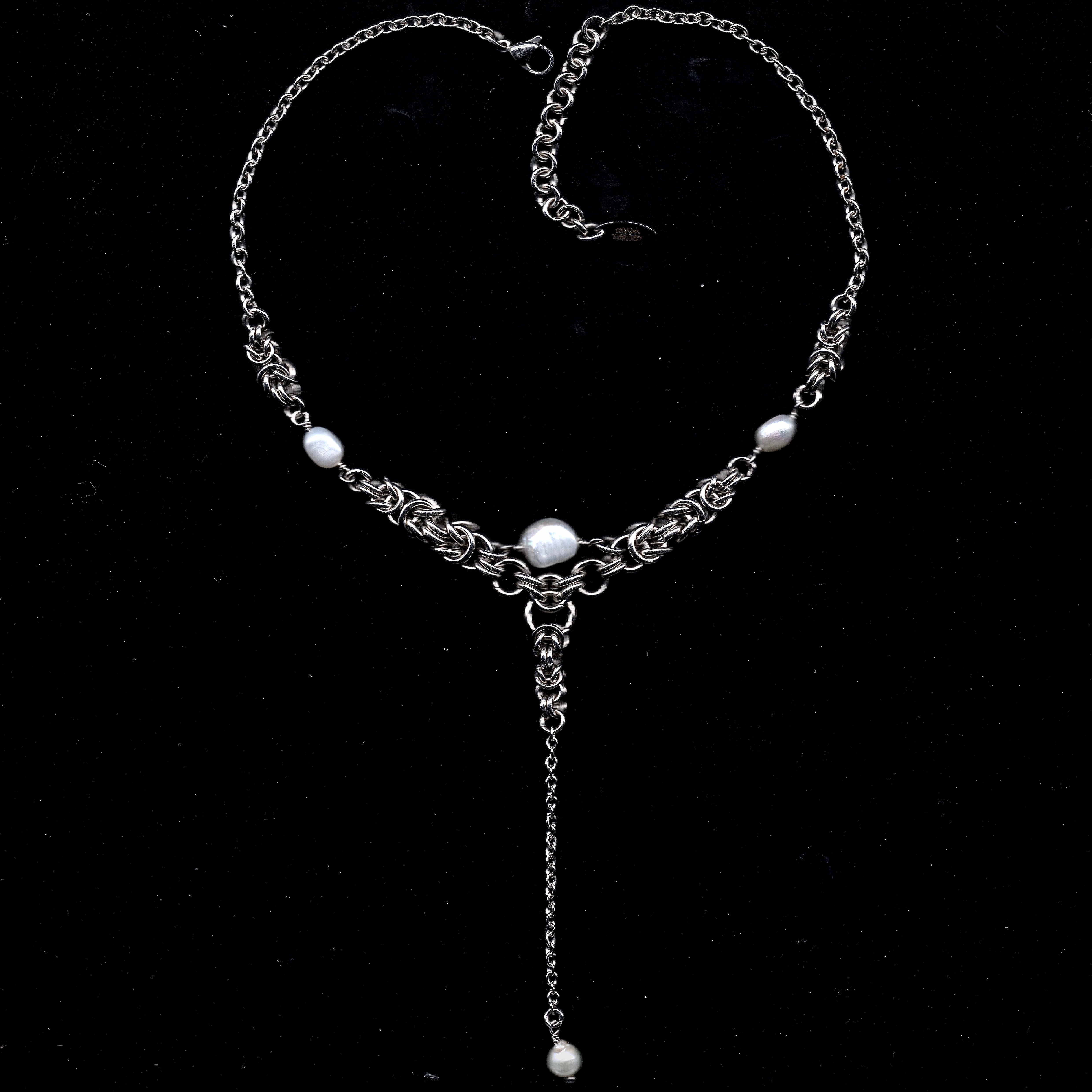 Angelic Pearl Drop. Chainmail Necklace. – Cicada Instinct