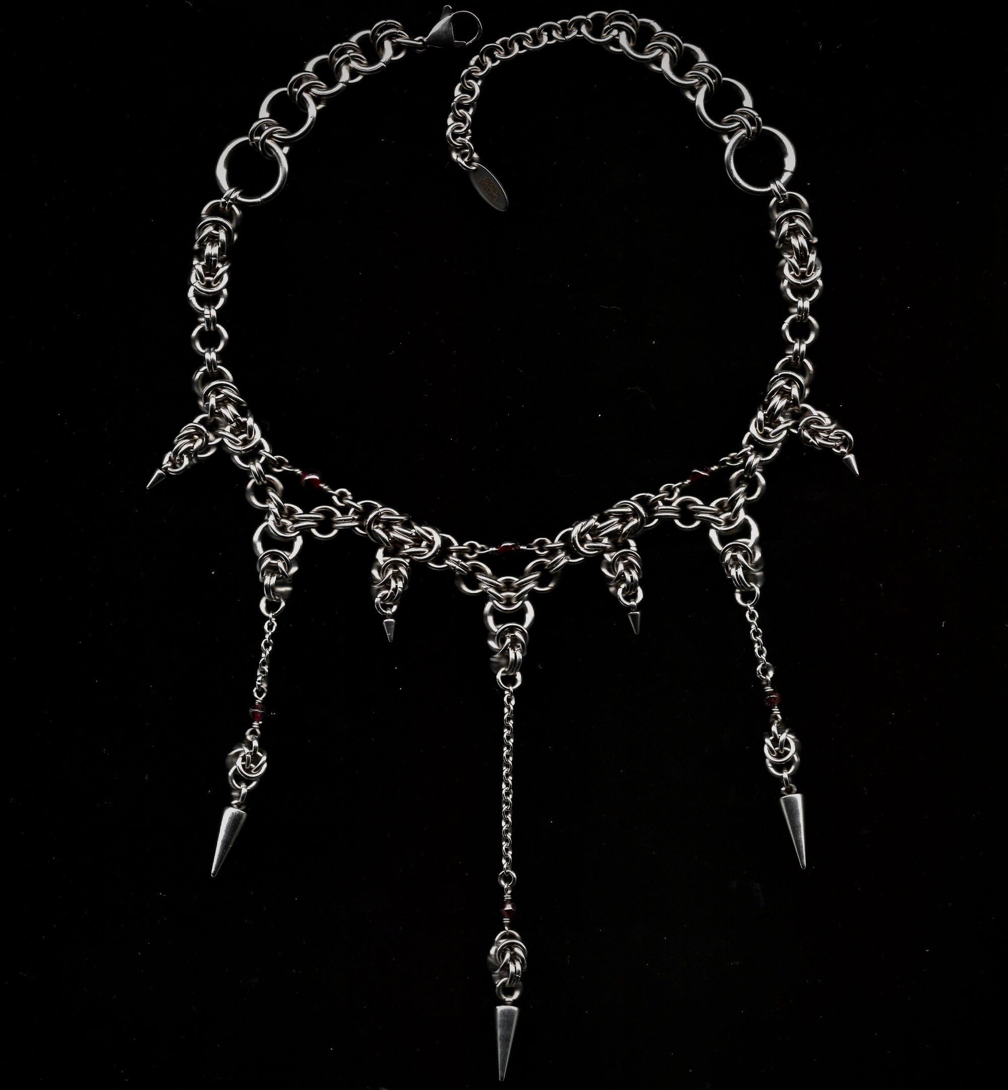 Divine Garnet. Chainmail Choker. MADE-TO-ORDER