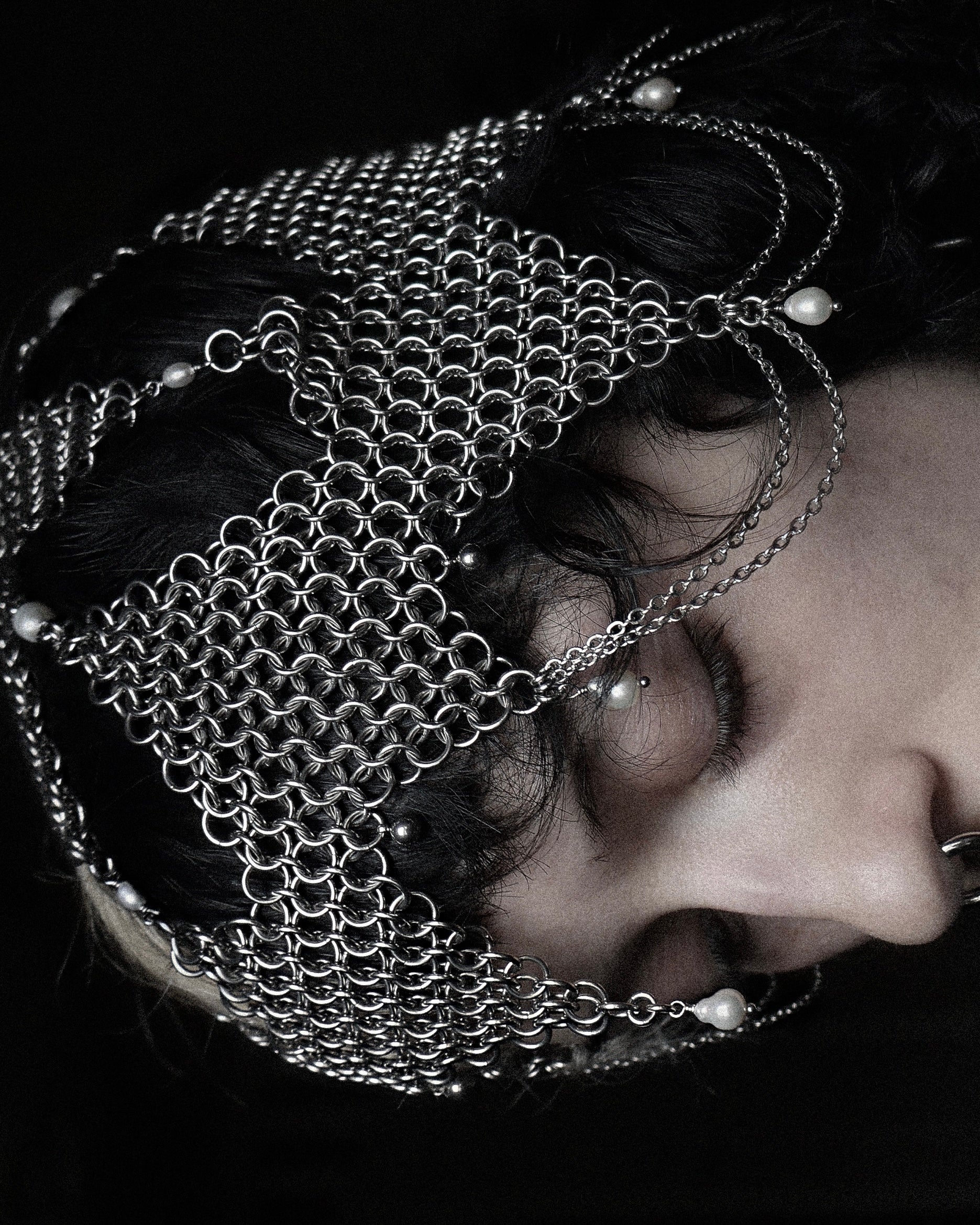 Aphrodities Armour. Intricate Chainmail Headpiece.
