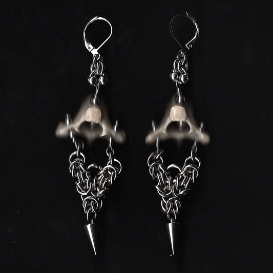 Vertebrae and Chainmail Earrings