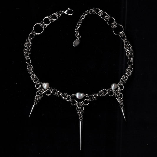 Spike and Pearl Chainmail Choker.