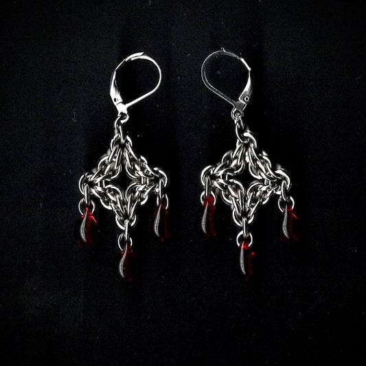 Blood Droplets Chainmail earrings