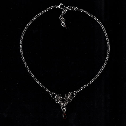 Dainty Blood Drop Chainmail Necklace.