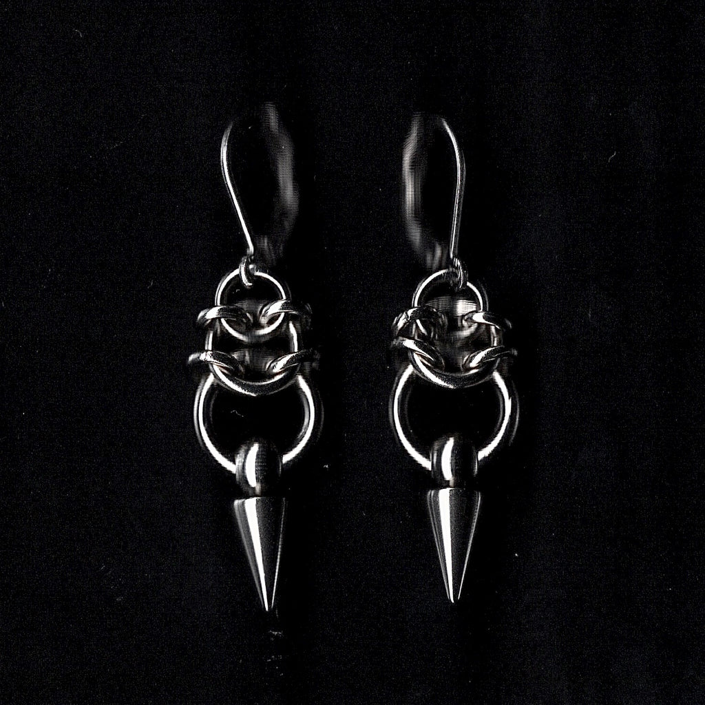Spike Droplets. Chainmail Earrings