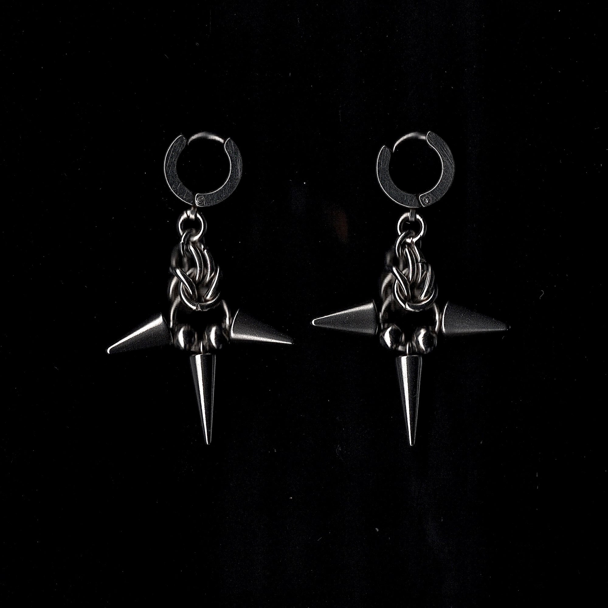 Protection. Spike and Chainmail Earrings.