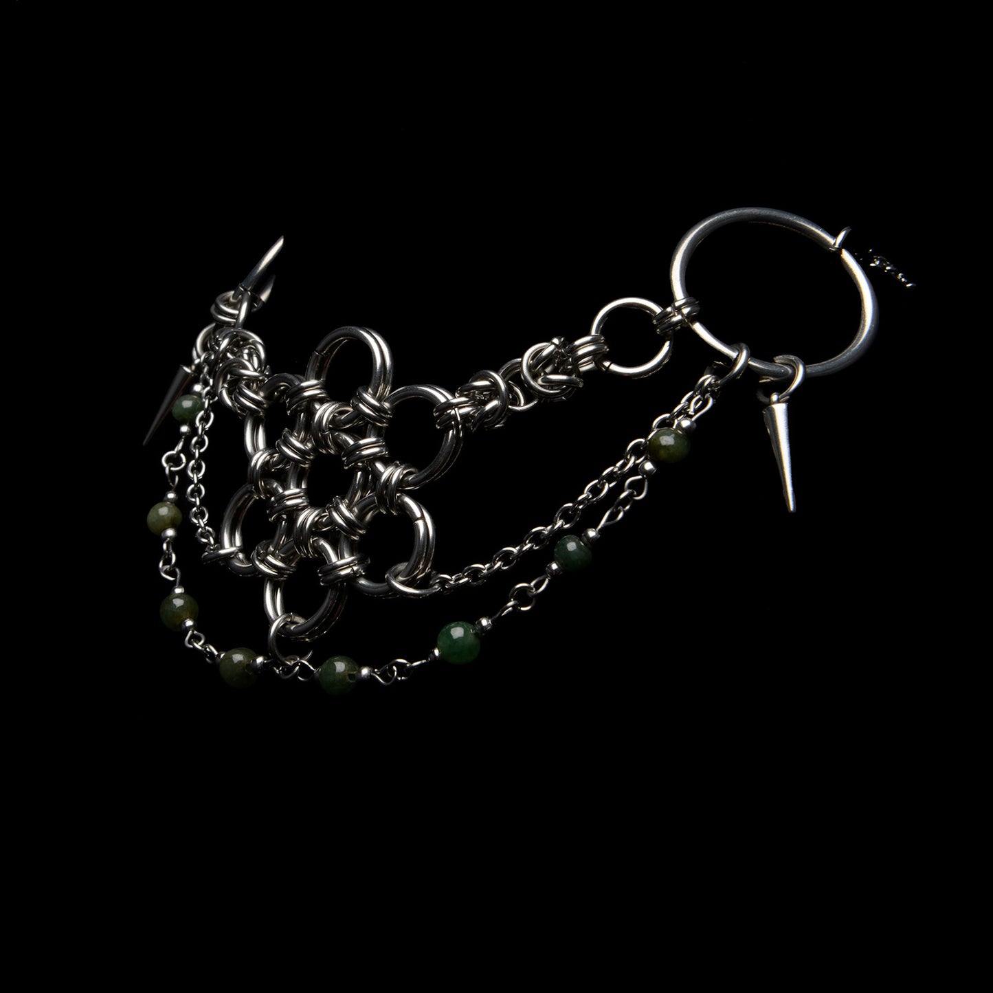 Chainmail Flower and Jade Choker