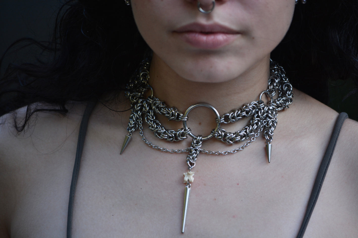 Chunky Chainmail and Vertebrae Choker.