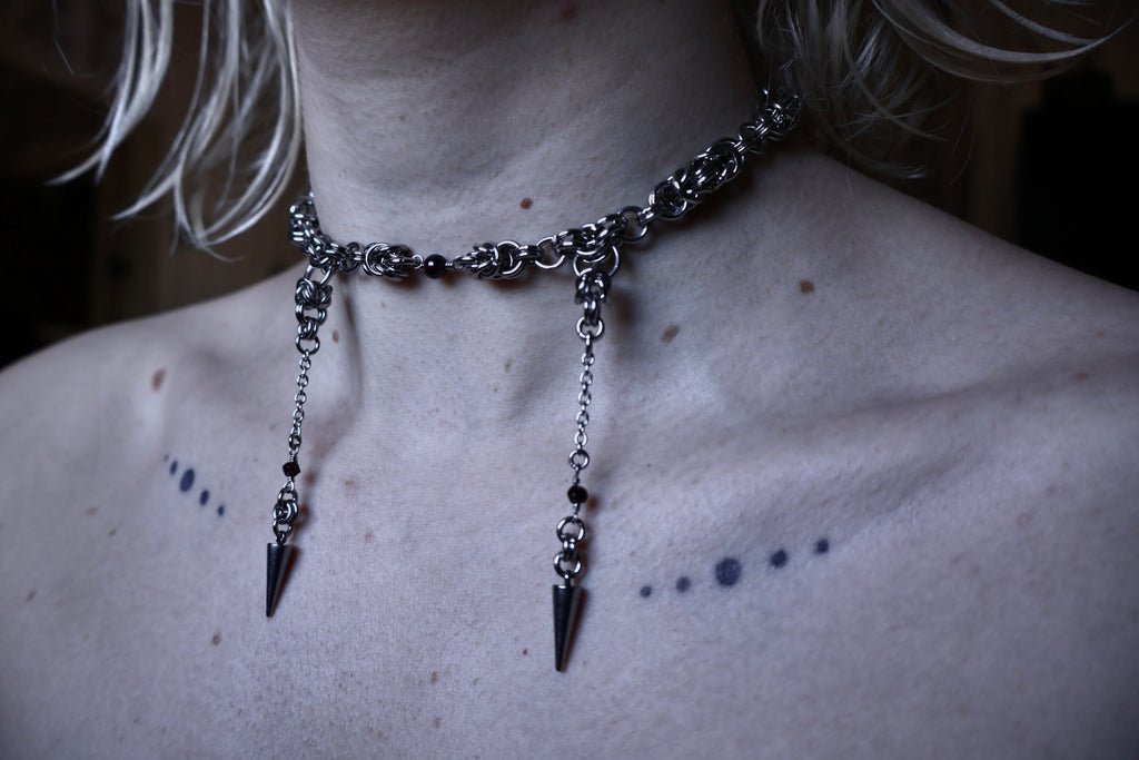 Garnet Fangs Chainmail Choker. MADE-TO-ORDER