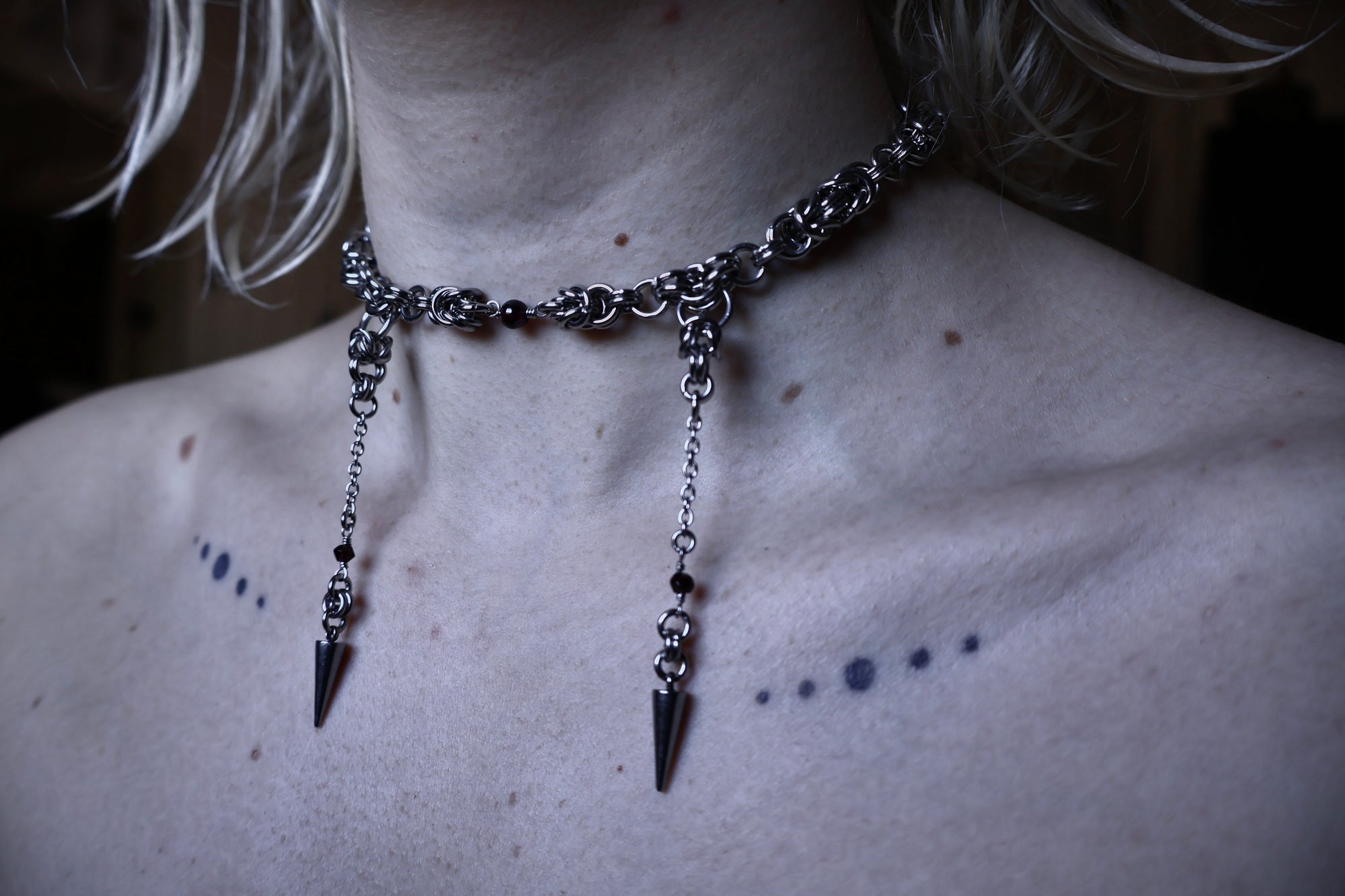 Garnet Fangs Chainmail Choker. MADE-TO-ORDER