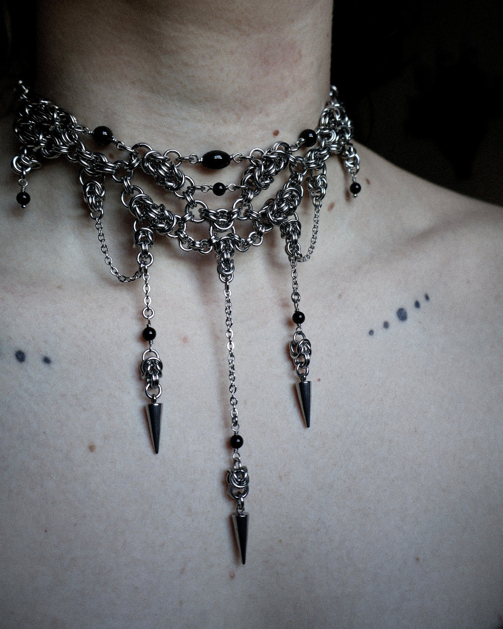 Onyx Enigma. Chainmail Choker. MADE-TO-ORDER.