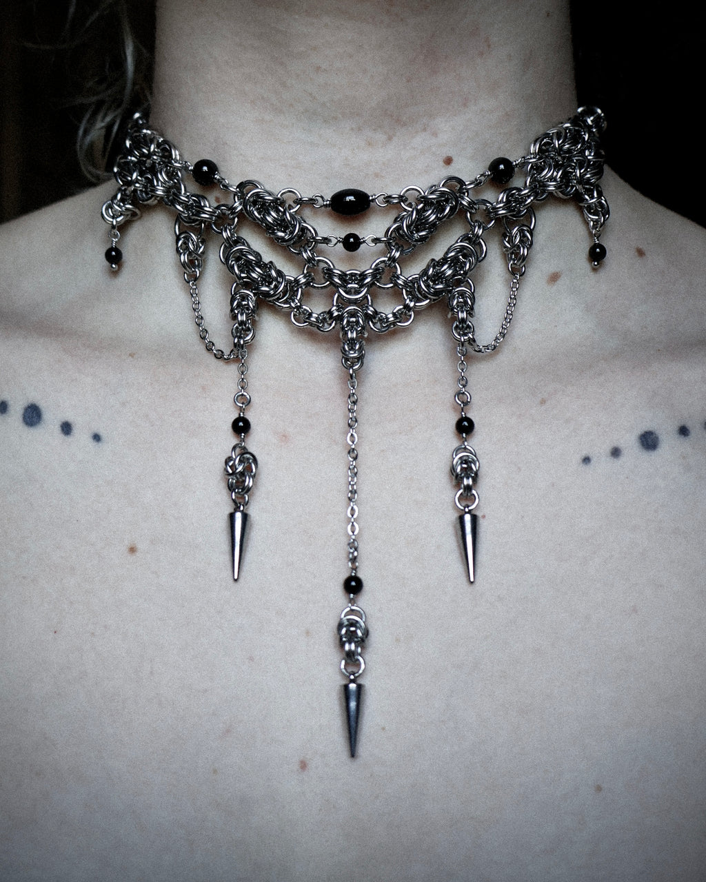 Onyx Enigma. Chainmail Choker. MADE-TO-ORDER.