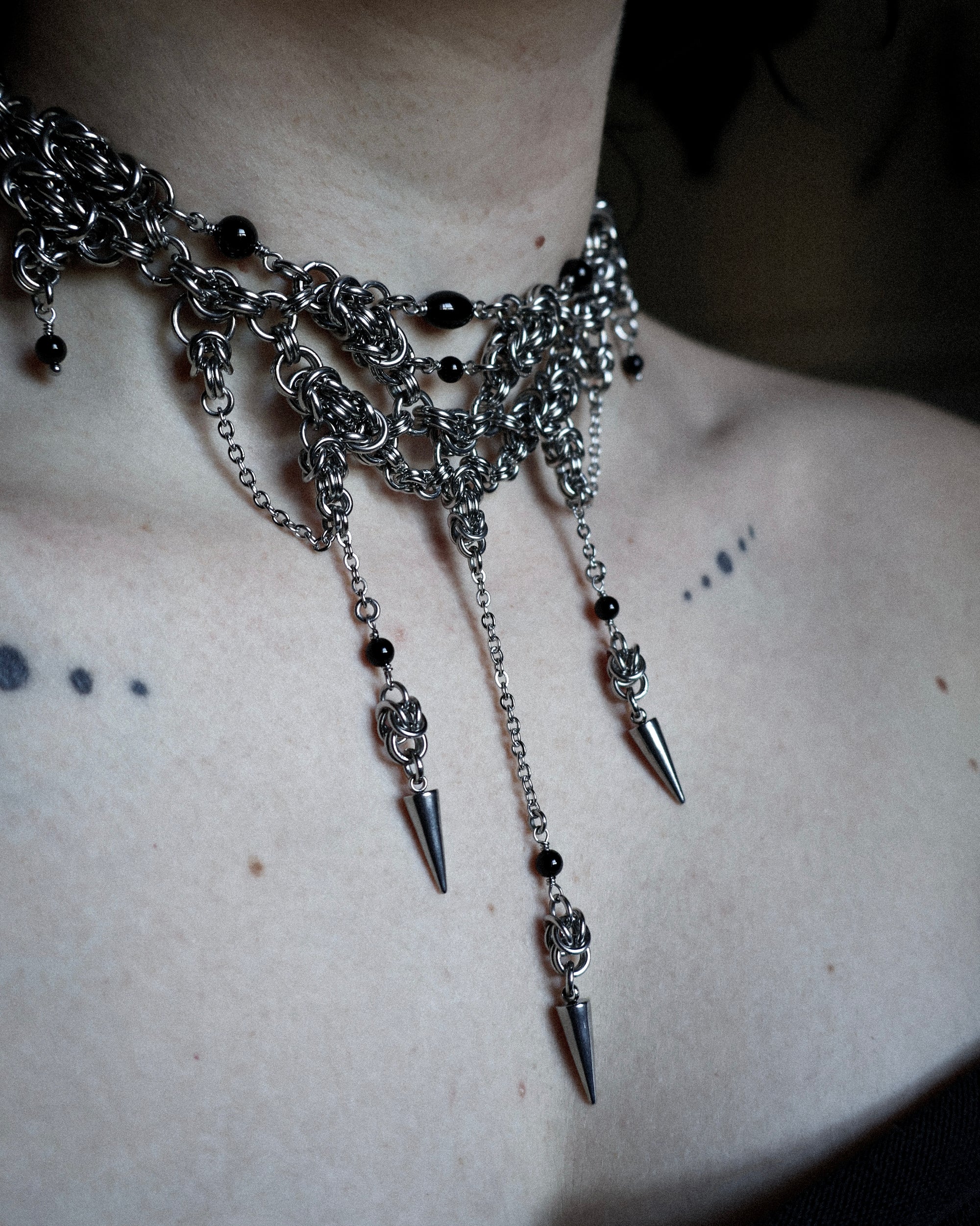 Onyx Enigma. Chainmail Choker. MADE-TO-ORDER.
