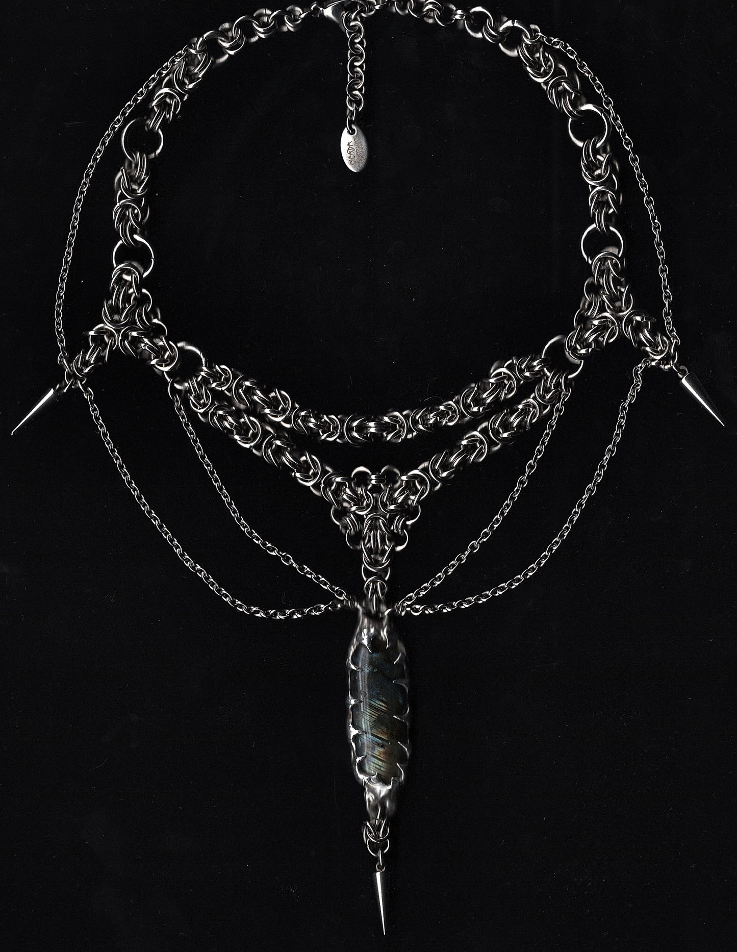 Soldered Labradorite and Intricate Chainmail Choker