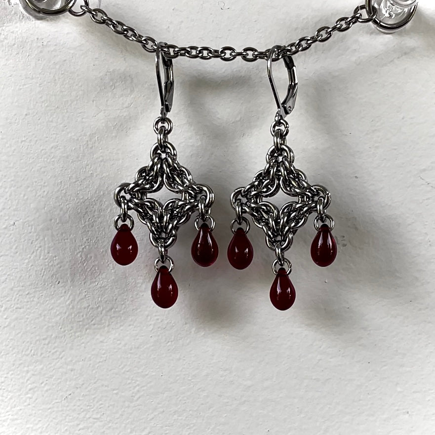 Blood Droplets Chainmail earrings