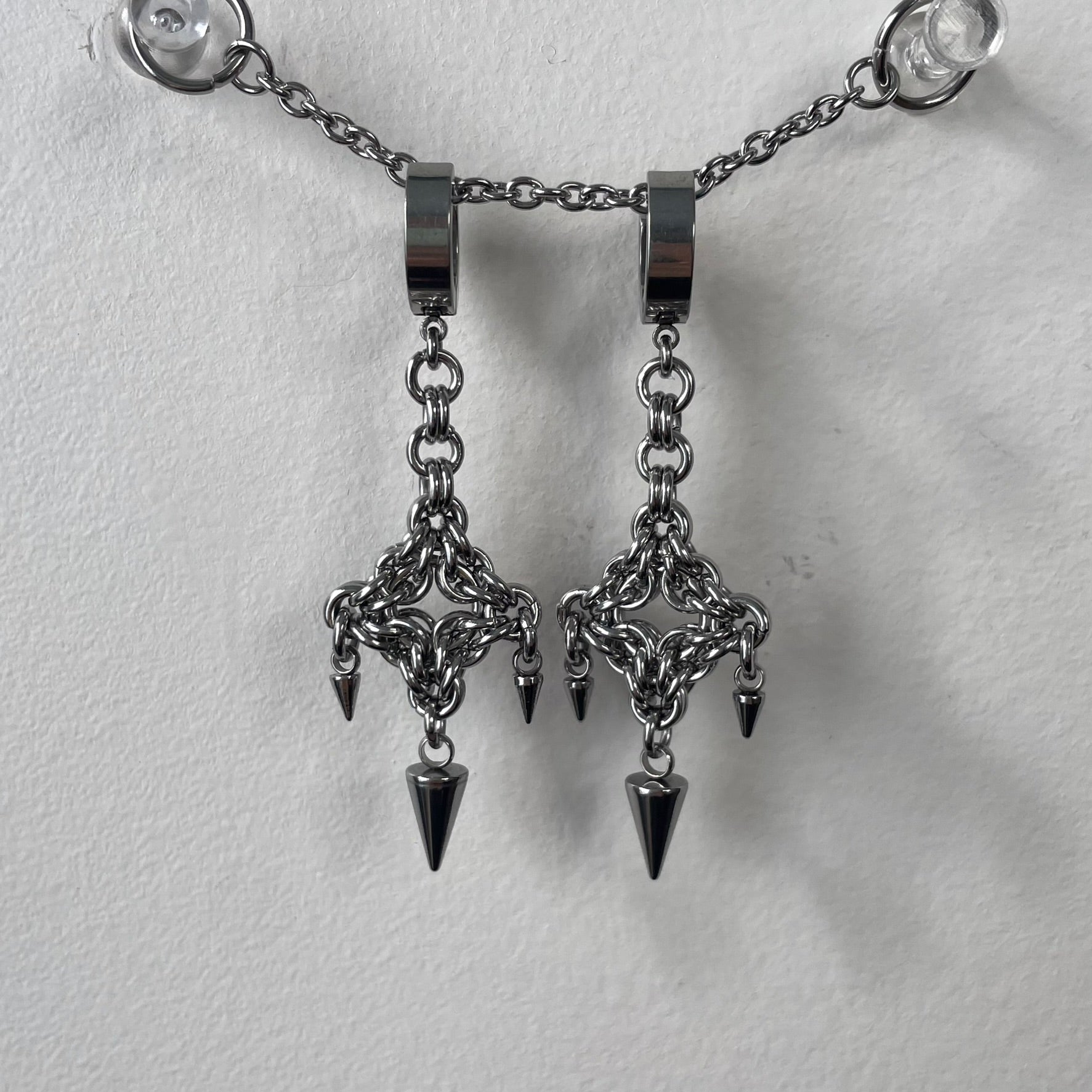 Spike Chainmail earrings.