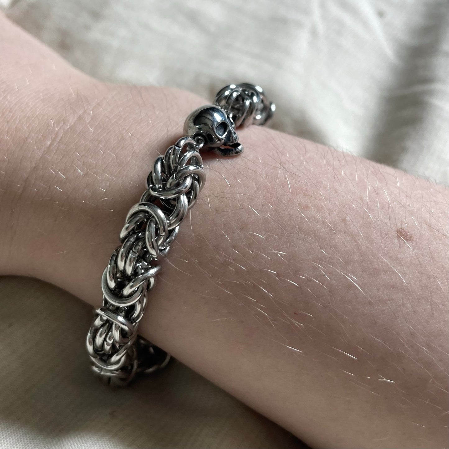 Skull and Byzantine Chainmail Bracelet.