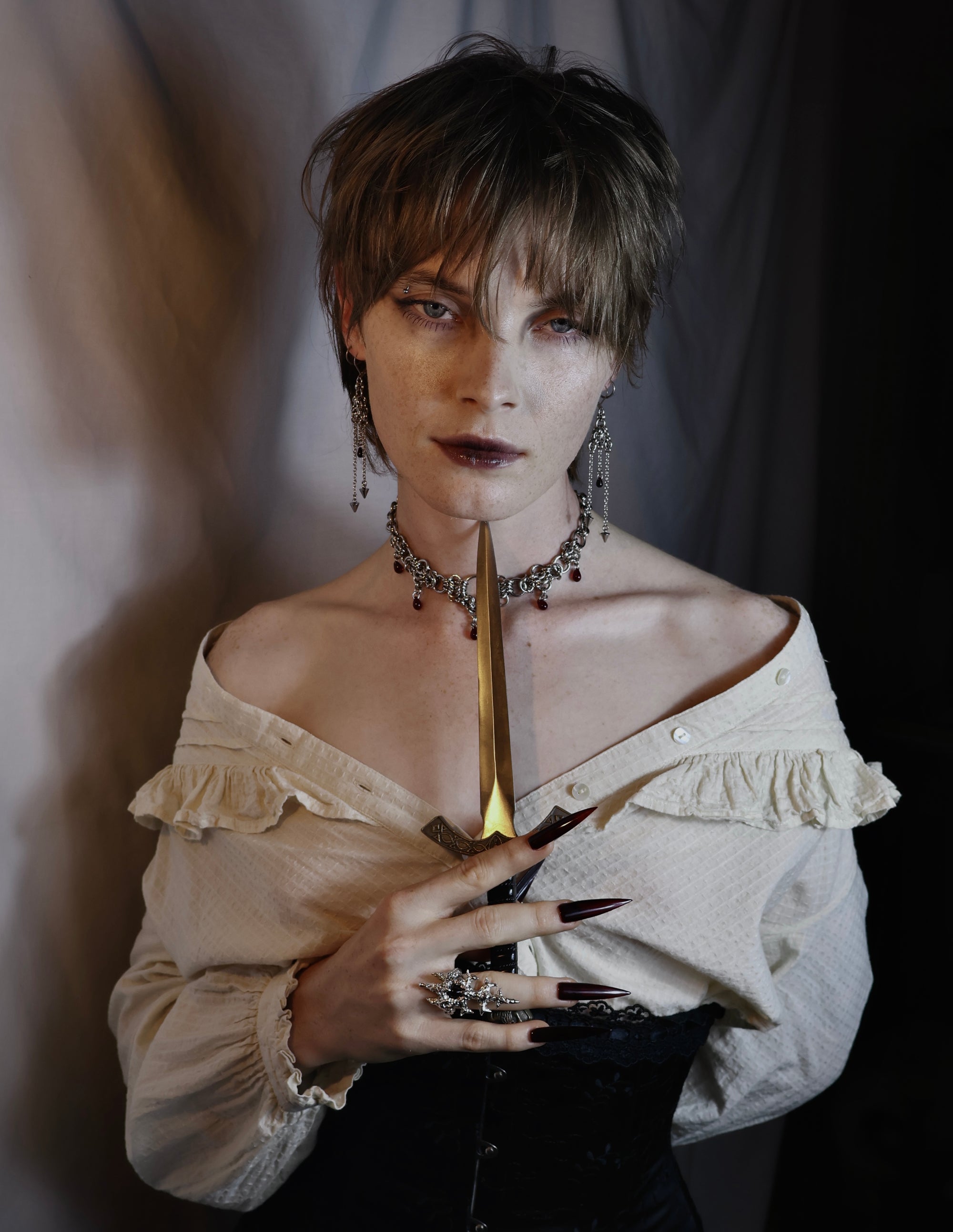 Worship. Blood Droplet Chainmail Necklace.