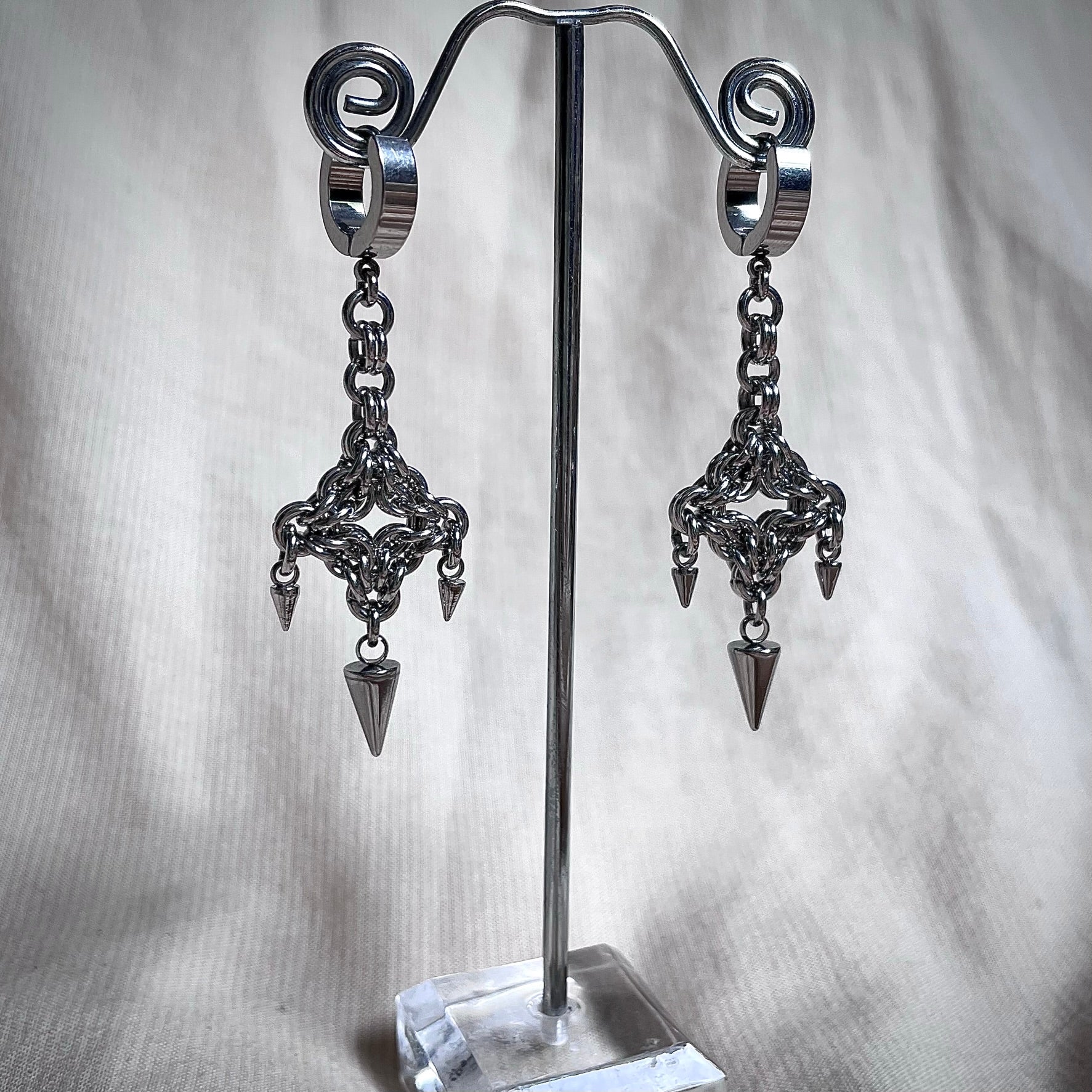 Spike Chainmail earrings.