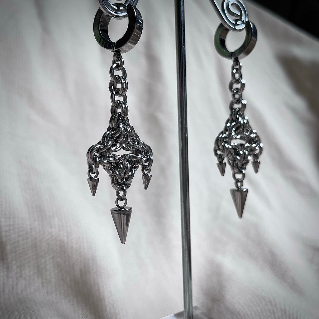 Spike Chainmail earrings.