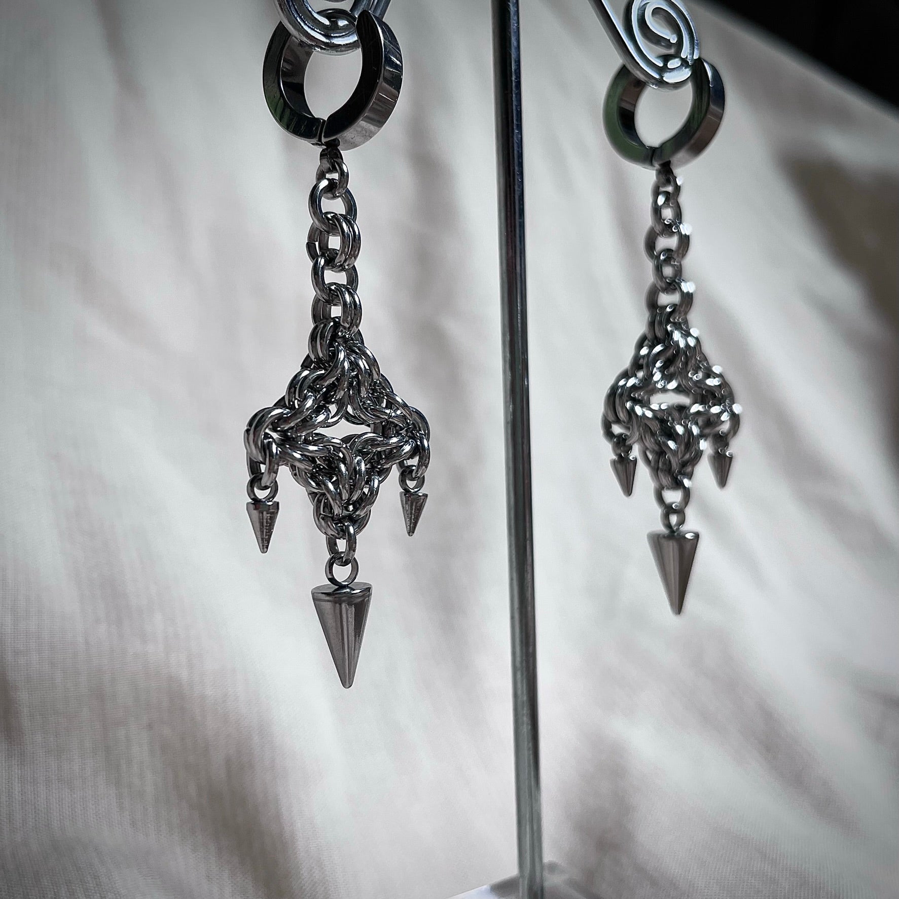 Spike Chainmail earrings.