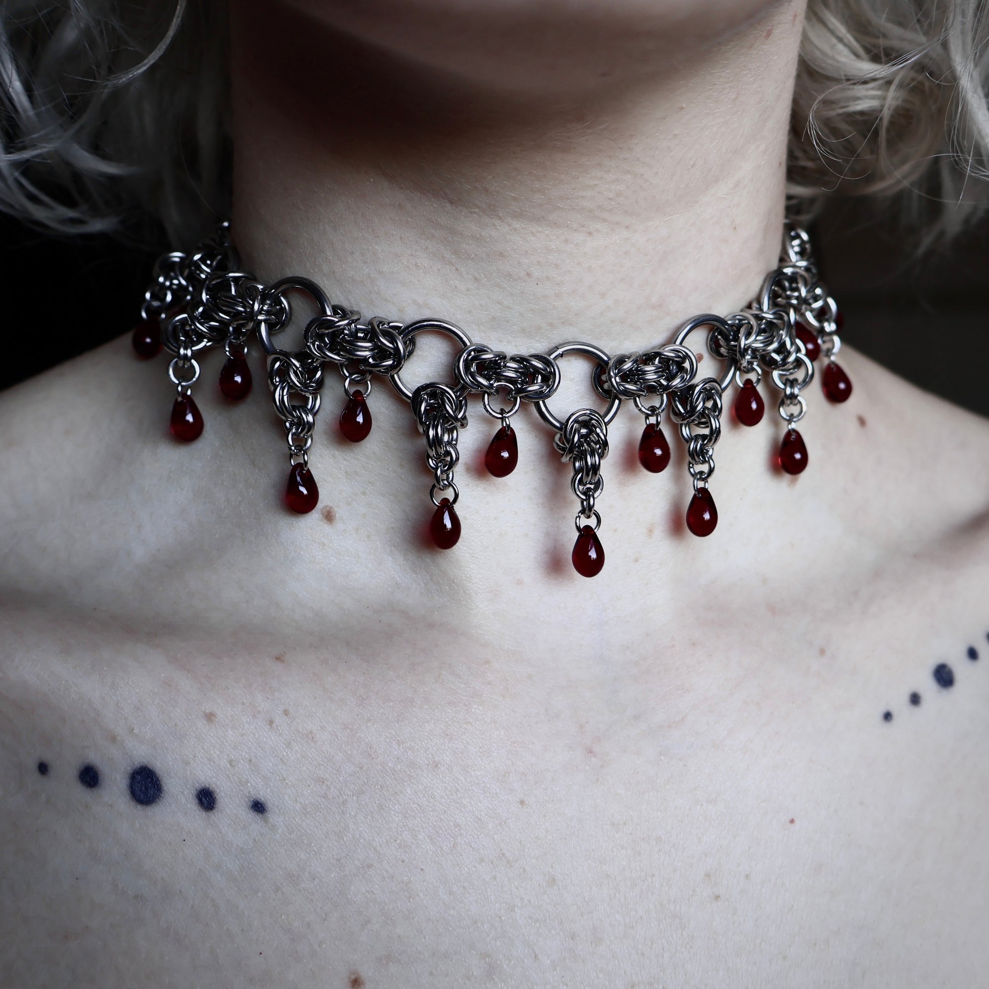 Ravage. Blood droplet Chainmail Choker