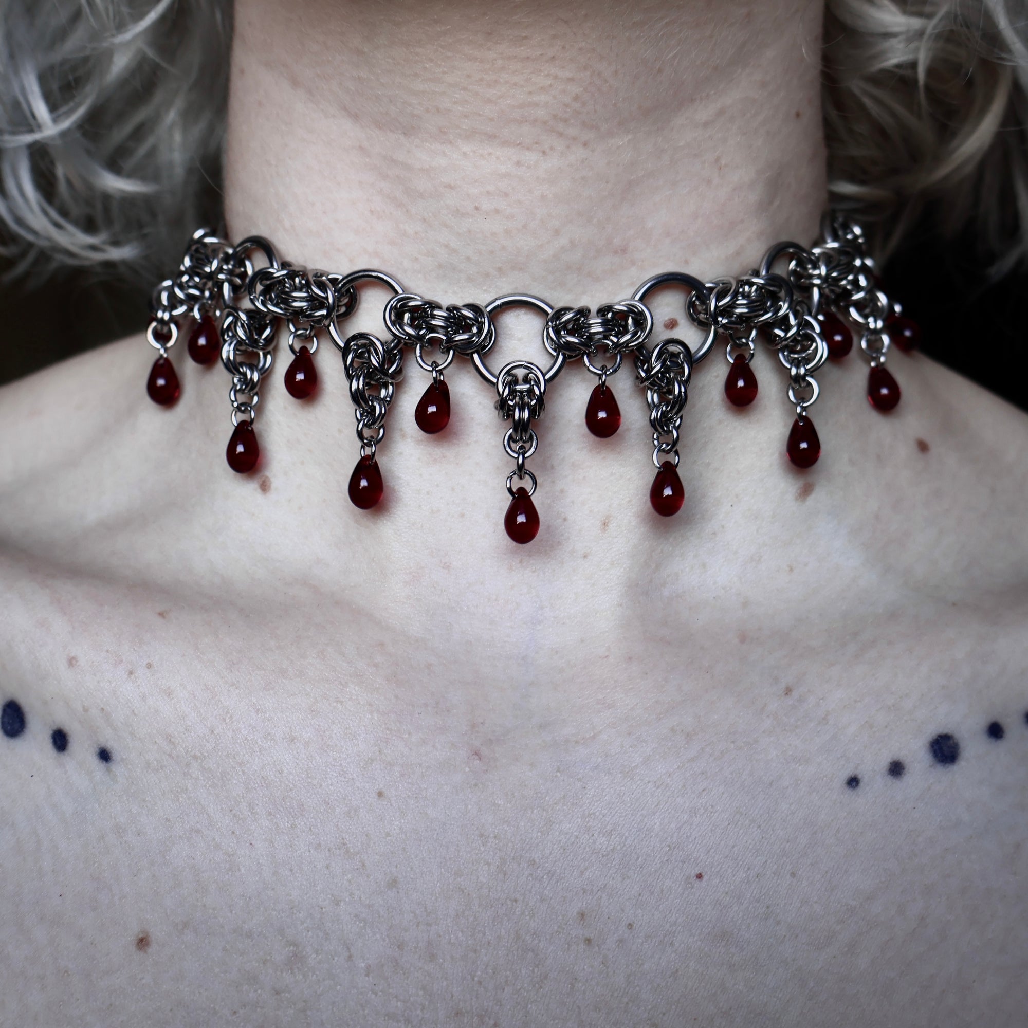 Ravage. Blood droplet Chainmail Choker