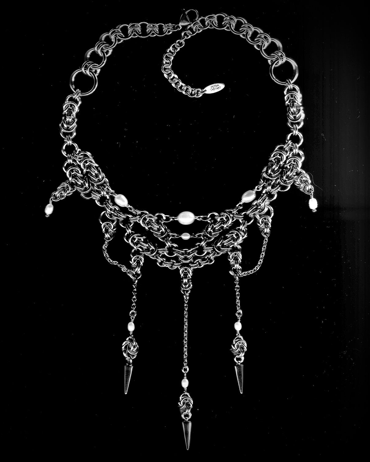 Pearl Enigma. Chainmail Choker. MADE-TO-ORDER.