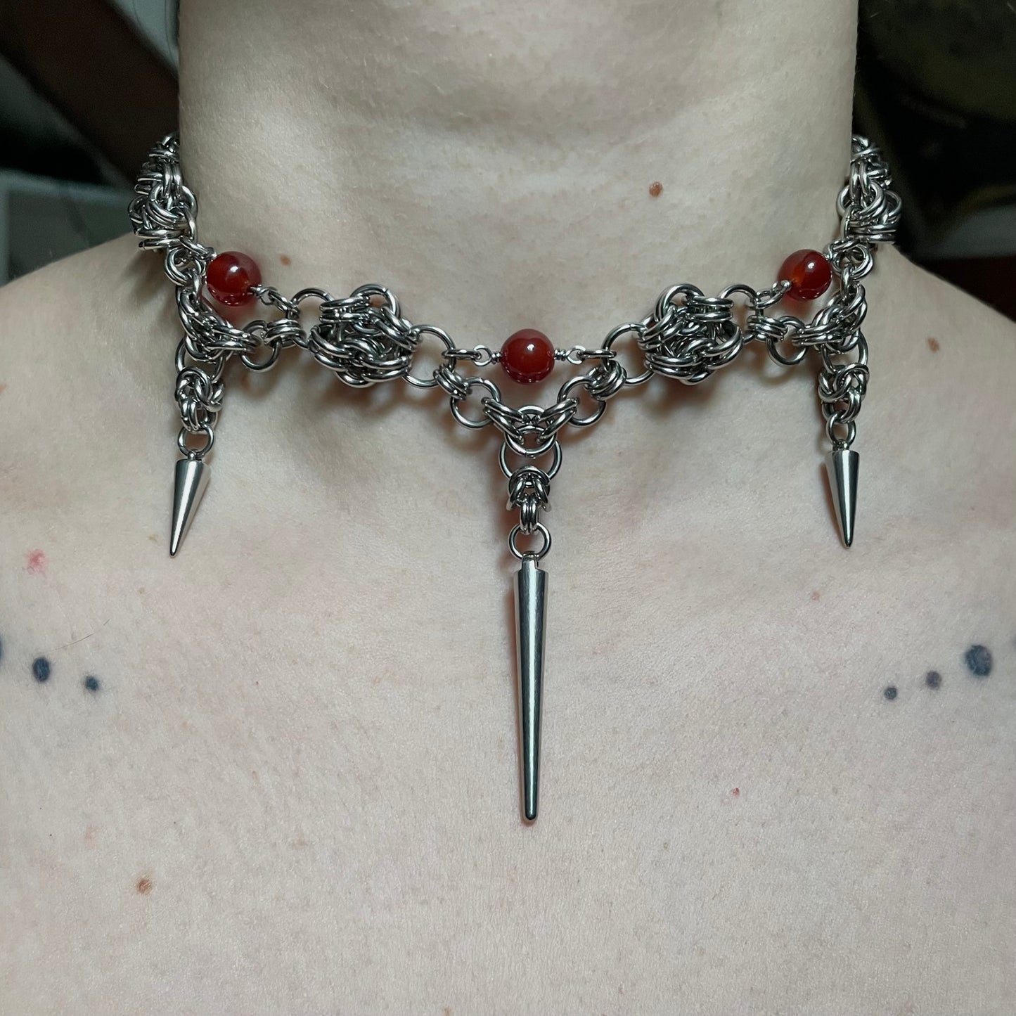 Carnelian and Spike Choker