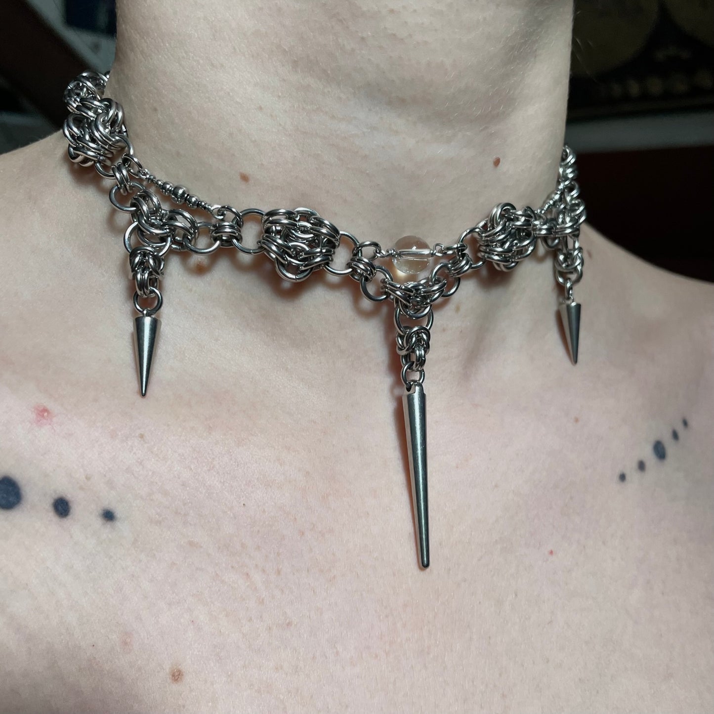 Clear Bead Chainmail Choker