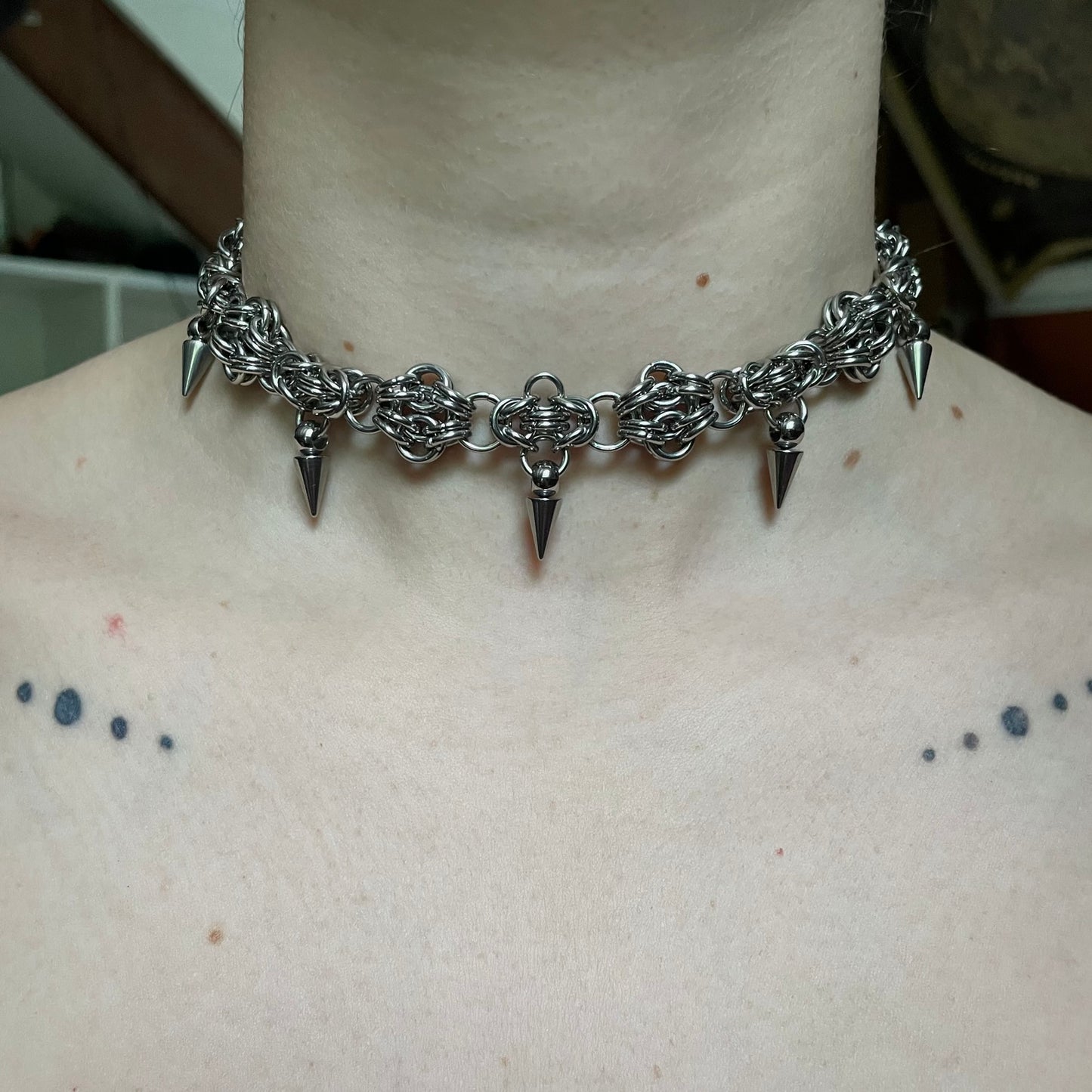 Spikey Chainmail Choker. MADE-TO-ORDER.