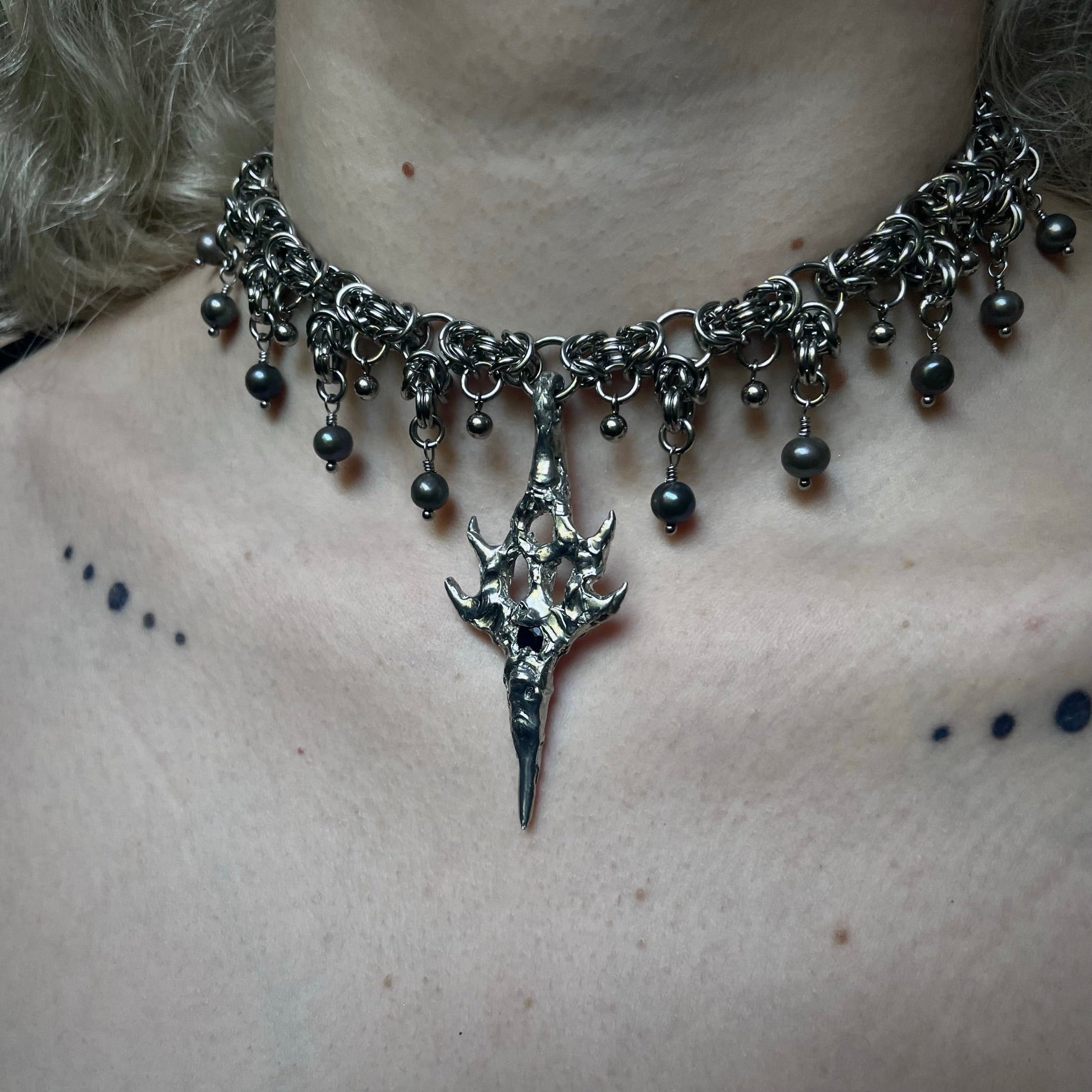 Sapphire Spire. Chainmail Choker.