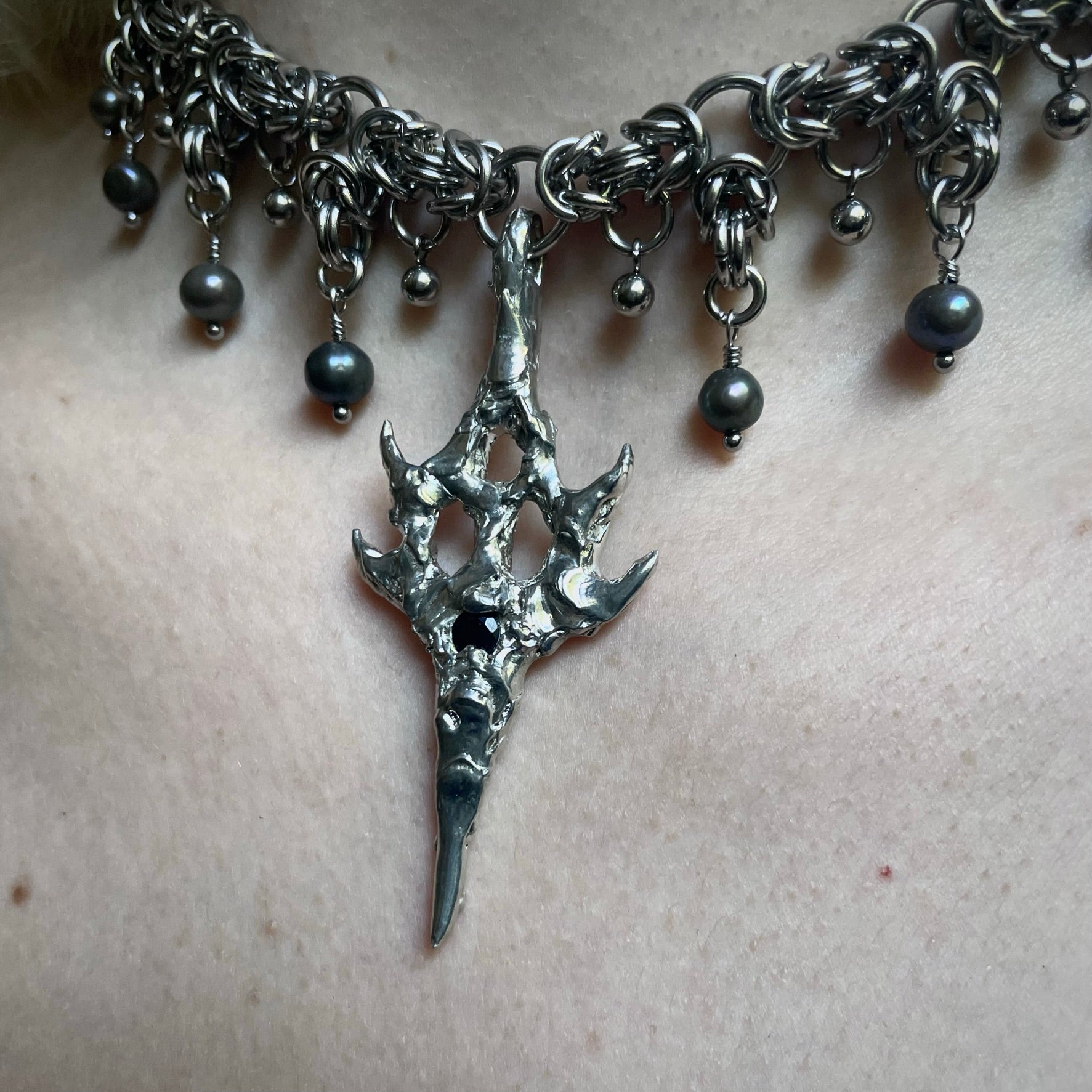 Sapphire Spire. Chainmail Choker.