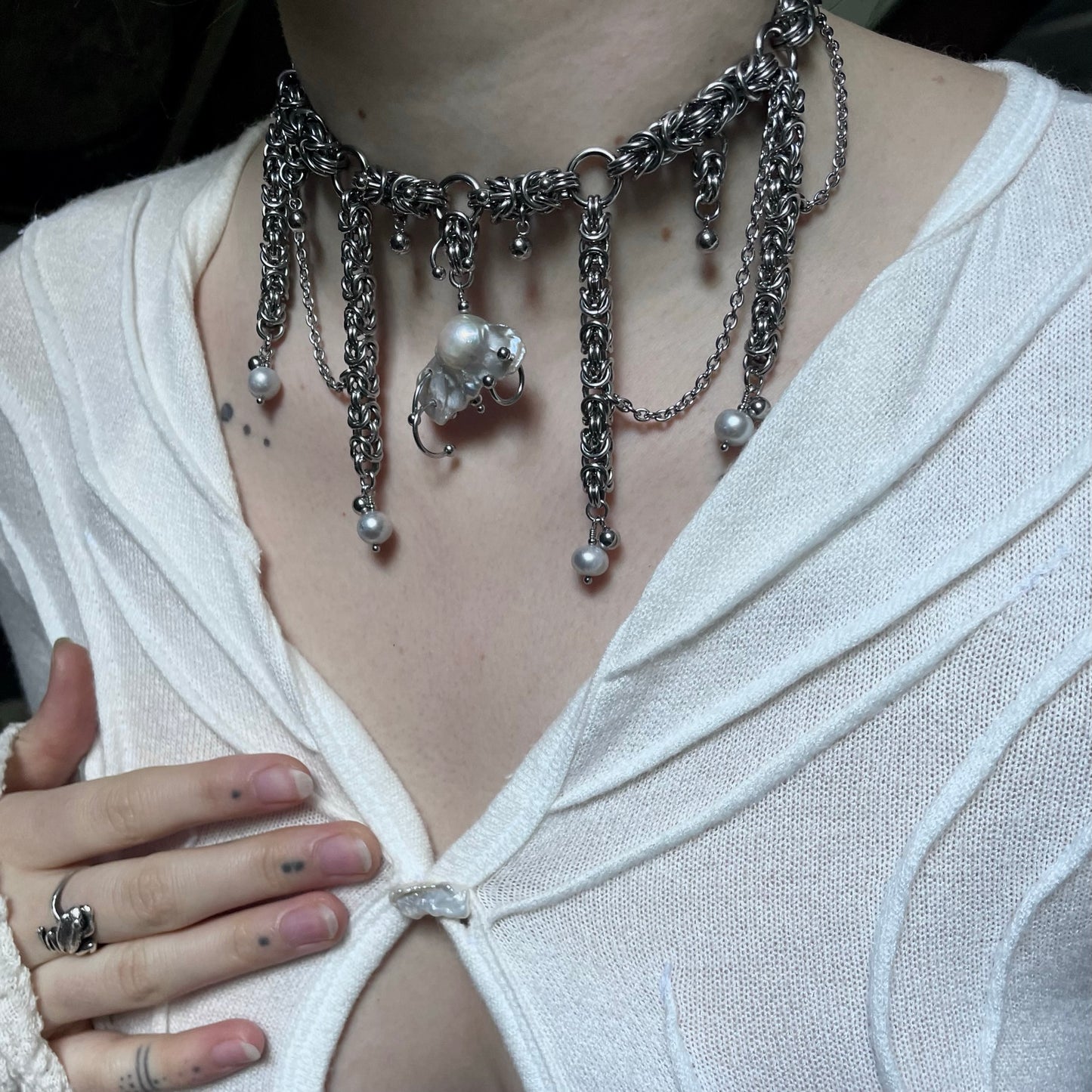 Siren Pierced Pearl Choker