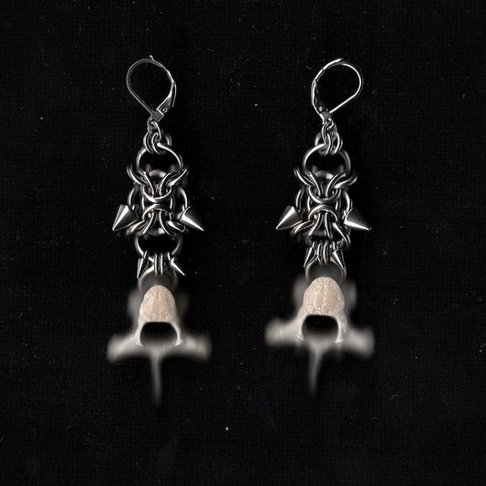 Spike and Bone Chainmail Earrings