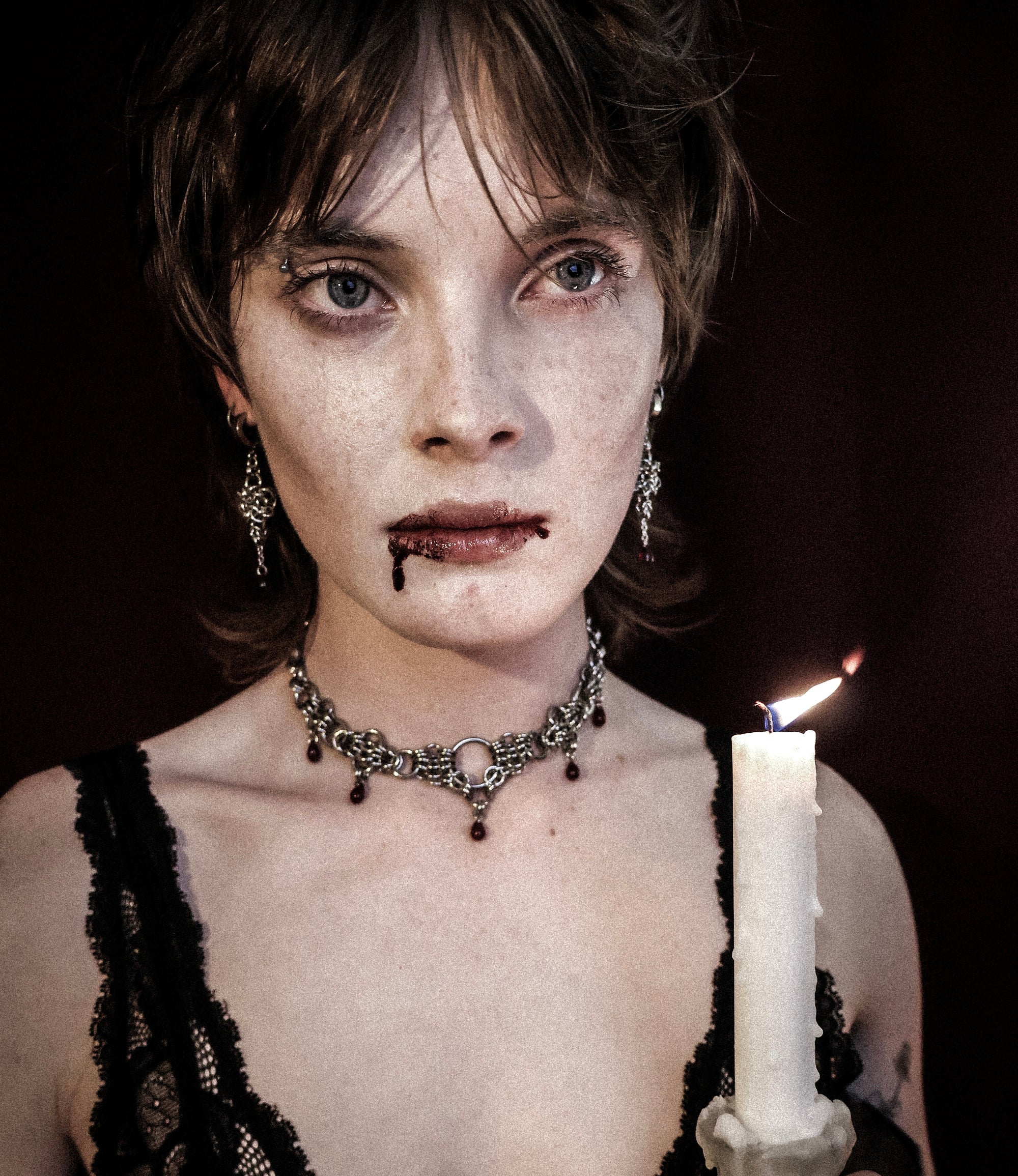 Worship. Blood Droplet Chainmail Necklace. MADE-TO-ORDER.
