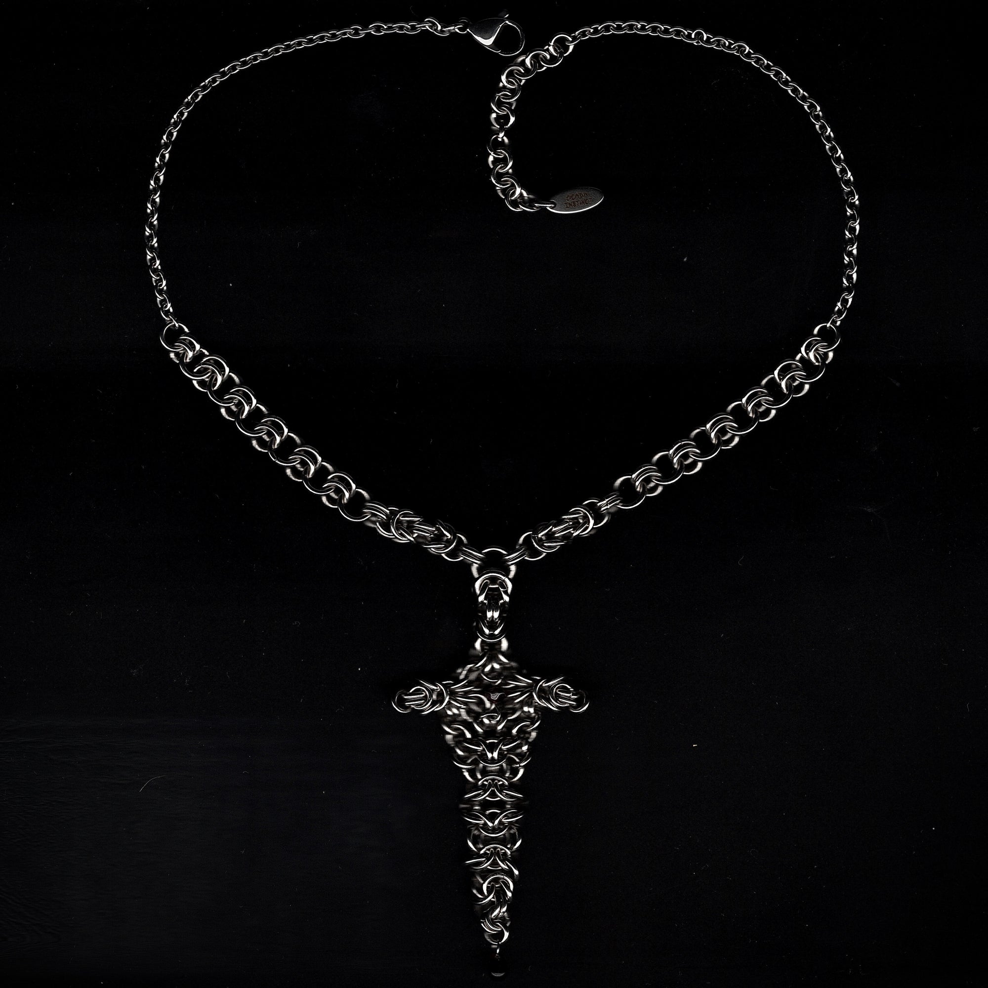 Pierce My Heart. Chainmail Dagger Necklace. MADE-TO-ORDER.