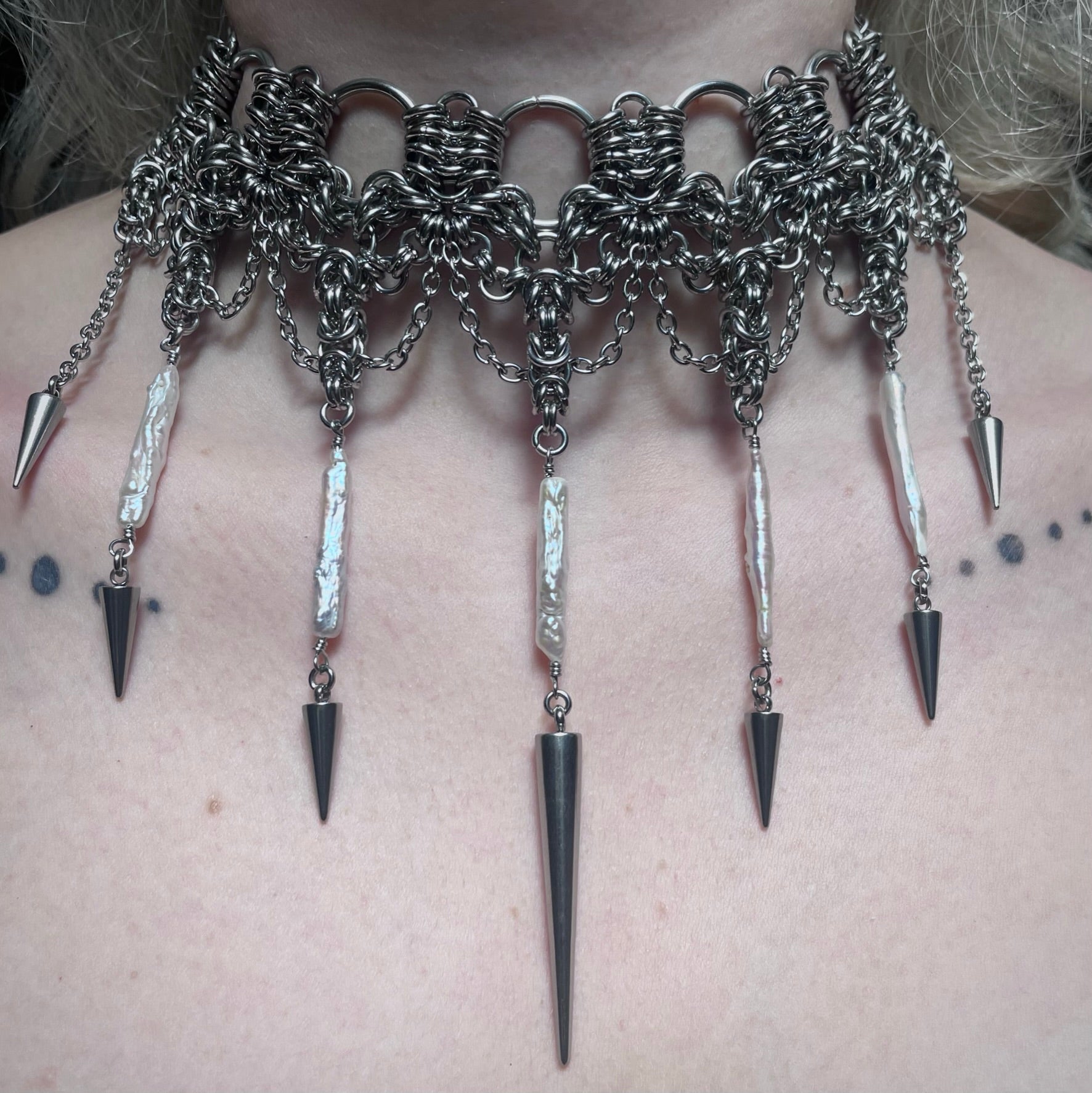 Pearl Cathedral. Chainmail Choker.