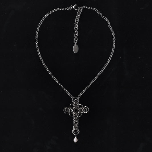 Chainmail Cross Necklace. MADE-TO-ORDER.