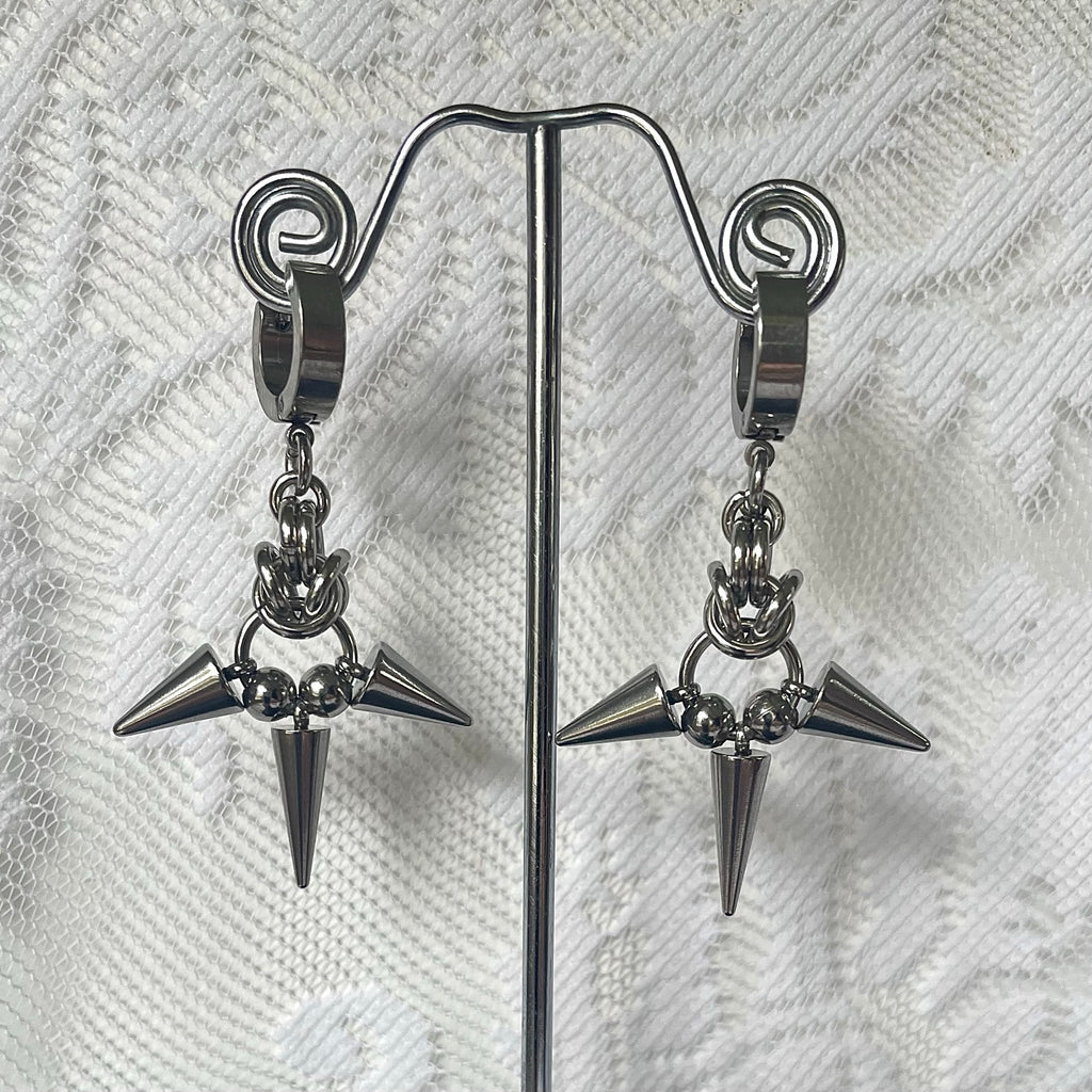Protection. Spike and Chainmail Earrings.