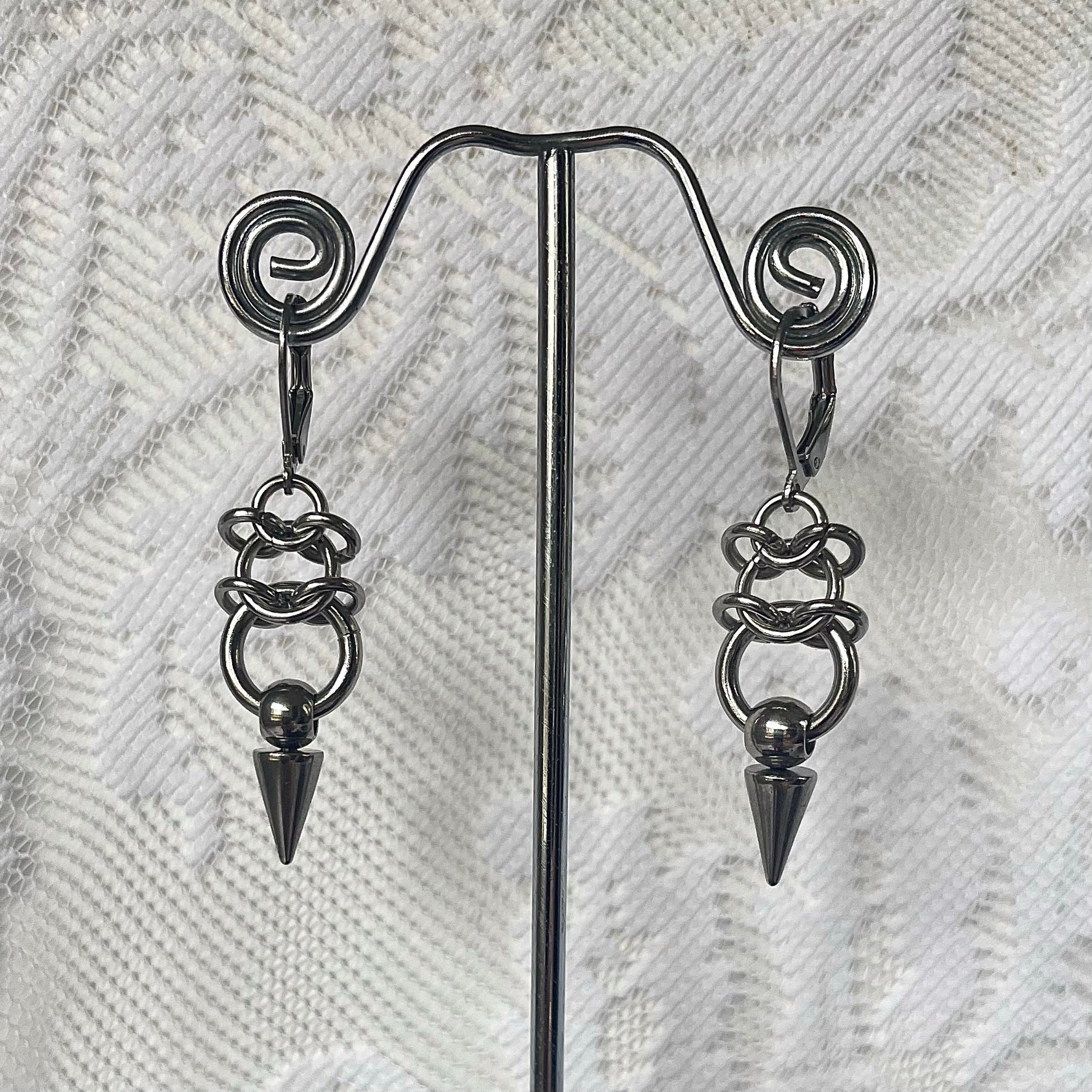 Spike Droplets. Chainmail Earrings