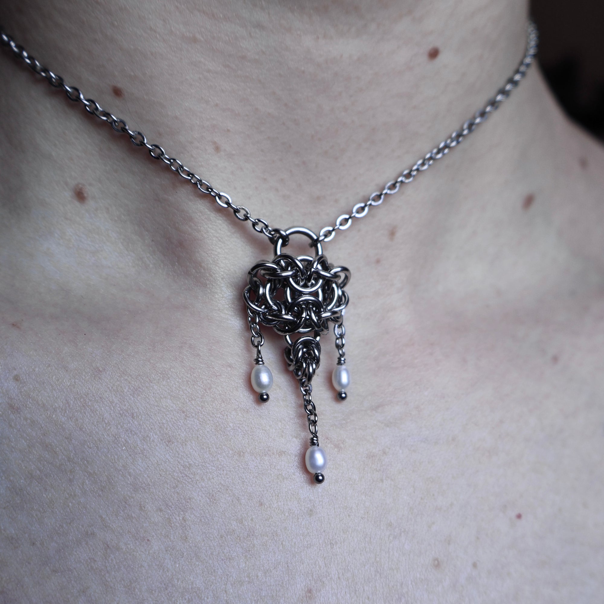 Desire. Dainty Pearl Pendant.