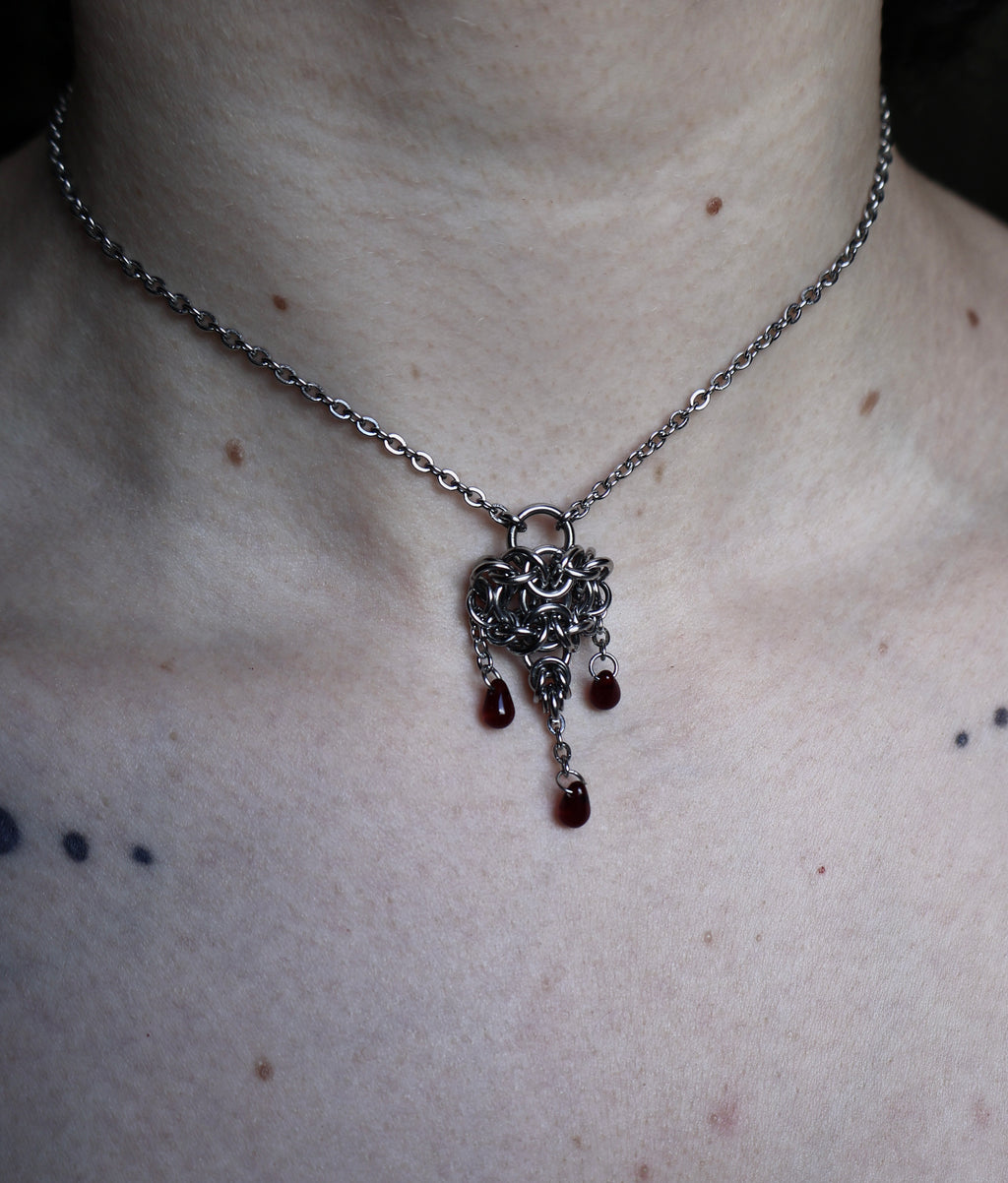 Desire. Dainty Blood-droplet Pendant.