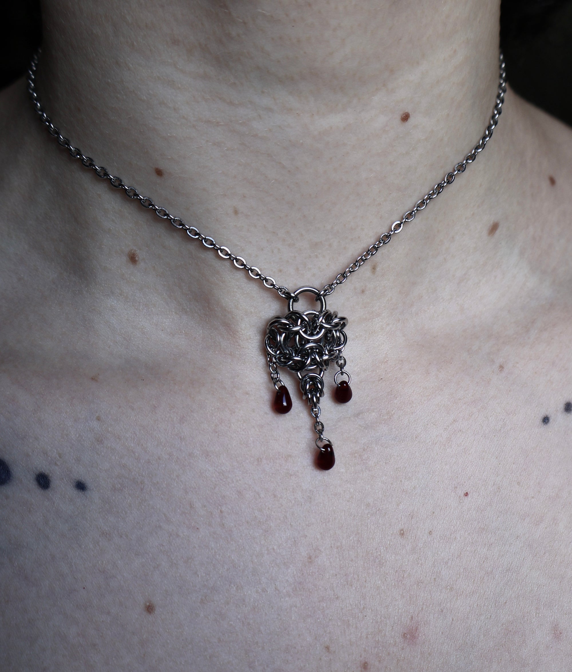 Desire. Dainty Blood-droplet Pendant.