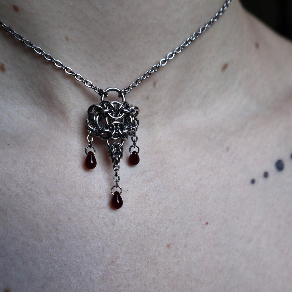 Desire. Dainty Blood-droplet Pendant.